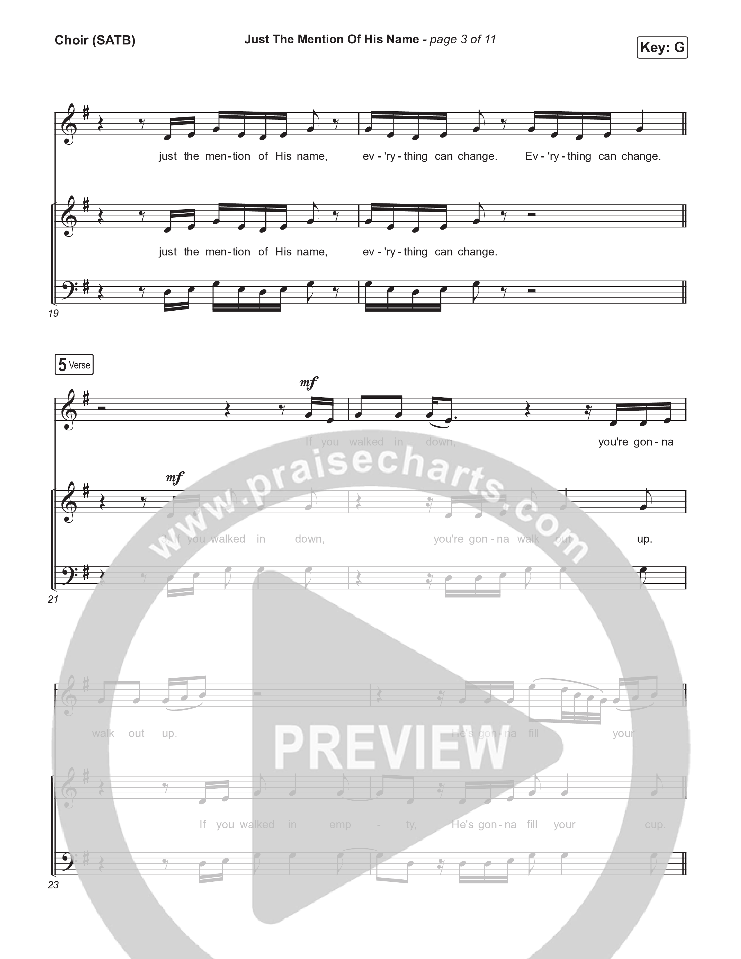 Just The Mention Of His Name Choir Sheet (SATB) (The Belonging Co / Natalie Grant)