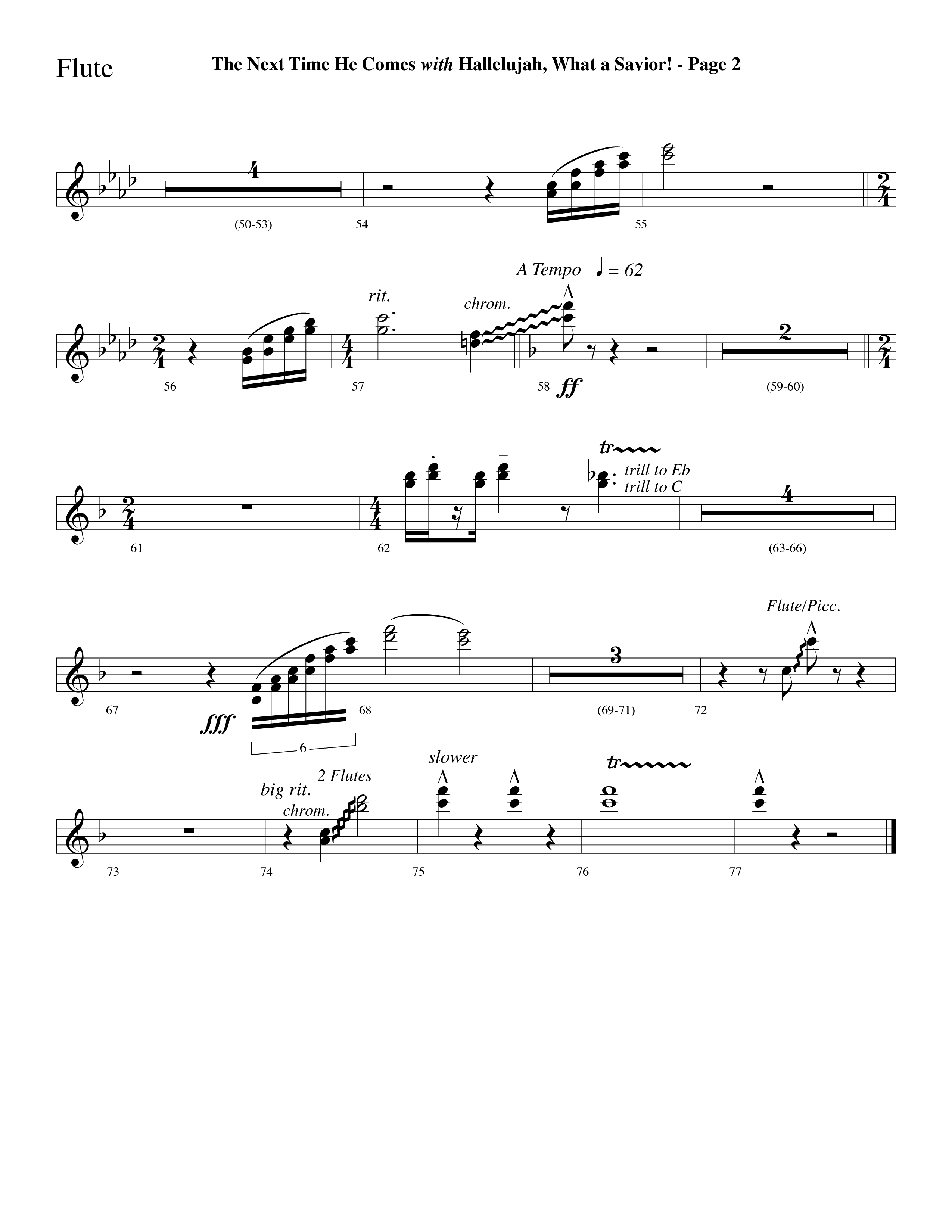 The Next Time He Comes (with Hallelujah What A Savior) (Choral Anthem SATB) Flute (Lifeway Choral / Arr. Dave Williamson)
