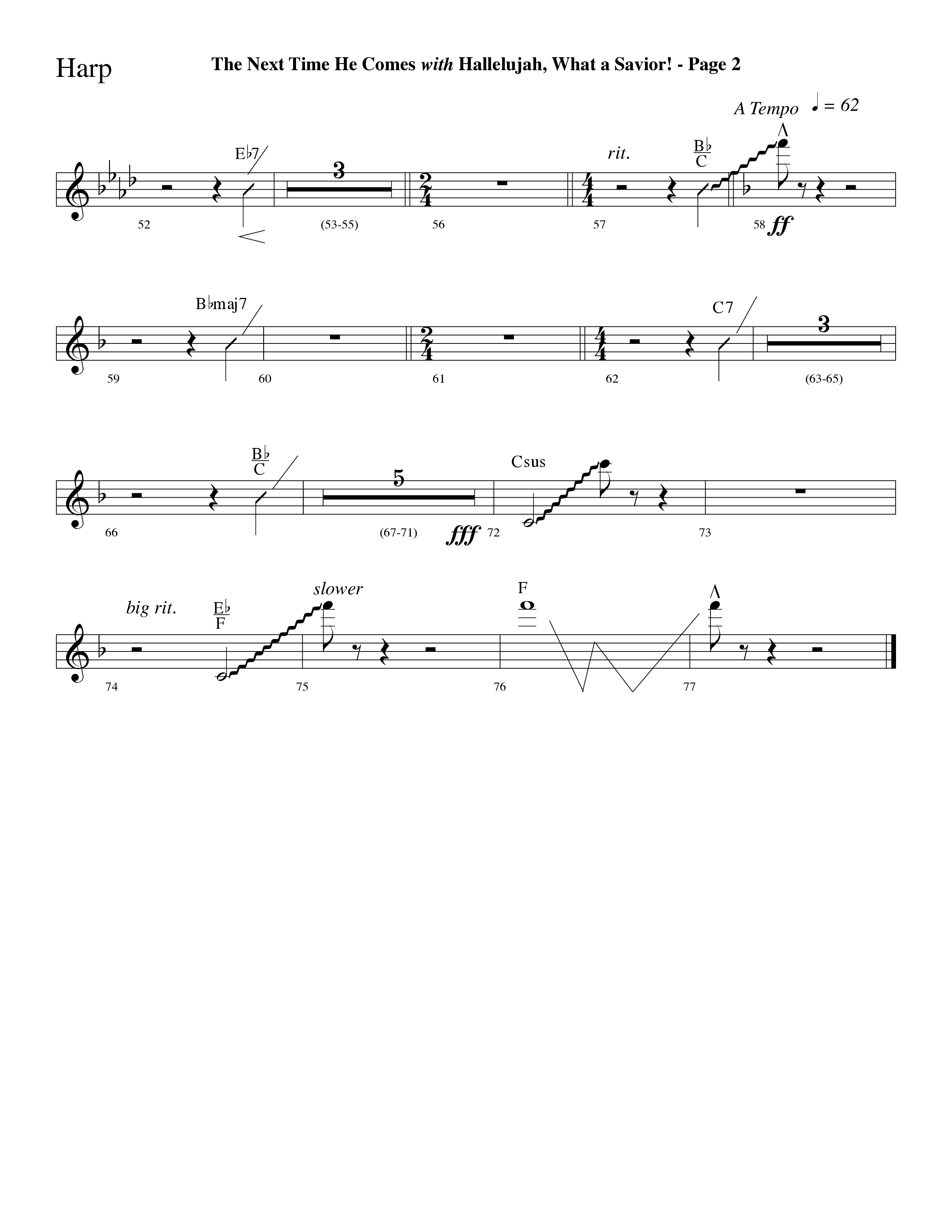The Next Time He Comes (with Hallelujah What A Savior) (Choral Anthem SATB) Harp (Lifeway Choral / Arr. Dave Williamson)