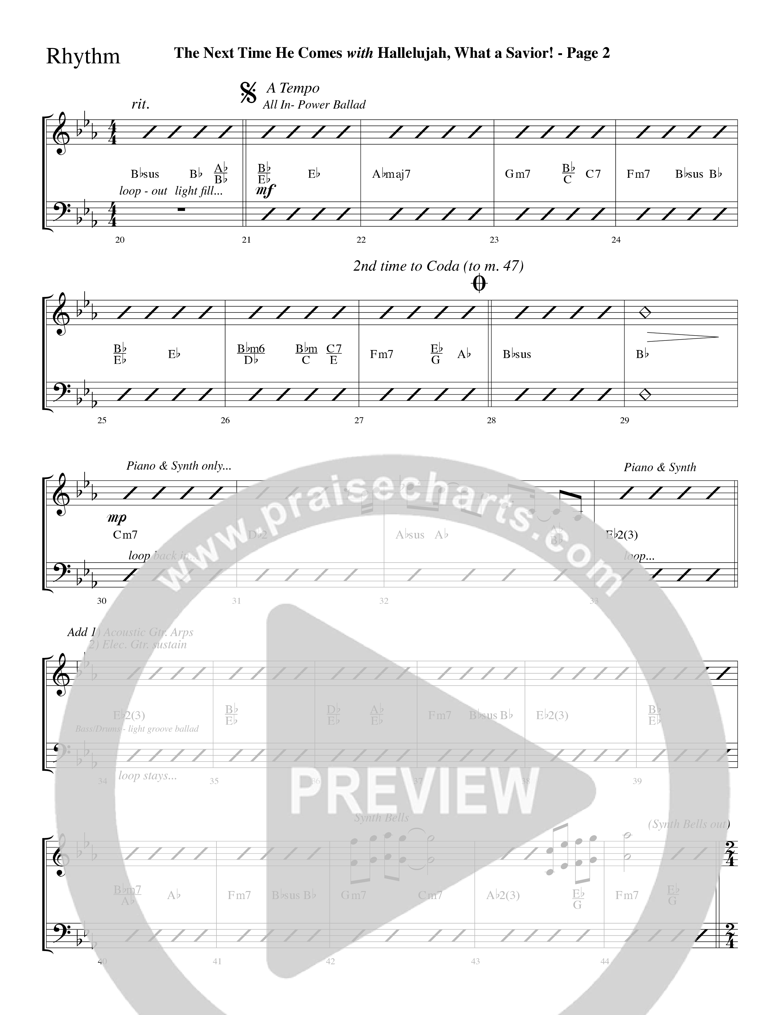 The Next Time He Comes (with Hallelujah What A Savior) (Choral Anthem SATB) Lead Melody & Rhythm (Lifeway Choral / Arr. Dave Williamson)