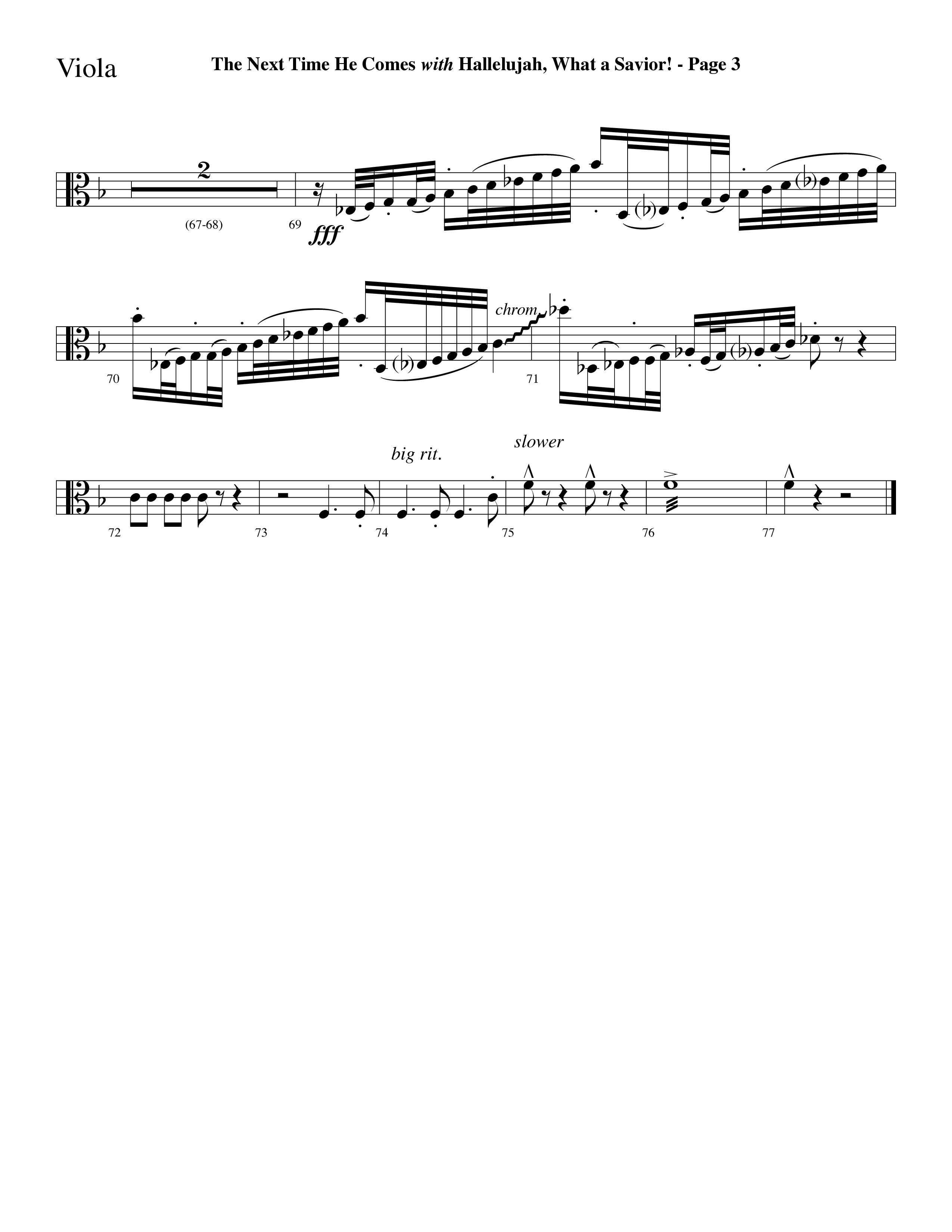 The Next Time He Comes (with Hallelujah What A Savior) (Choral Anthem SATB) Viola (Lifeway Choral / Arr. Dave Williamson)