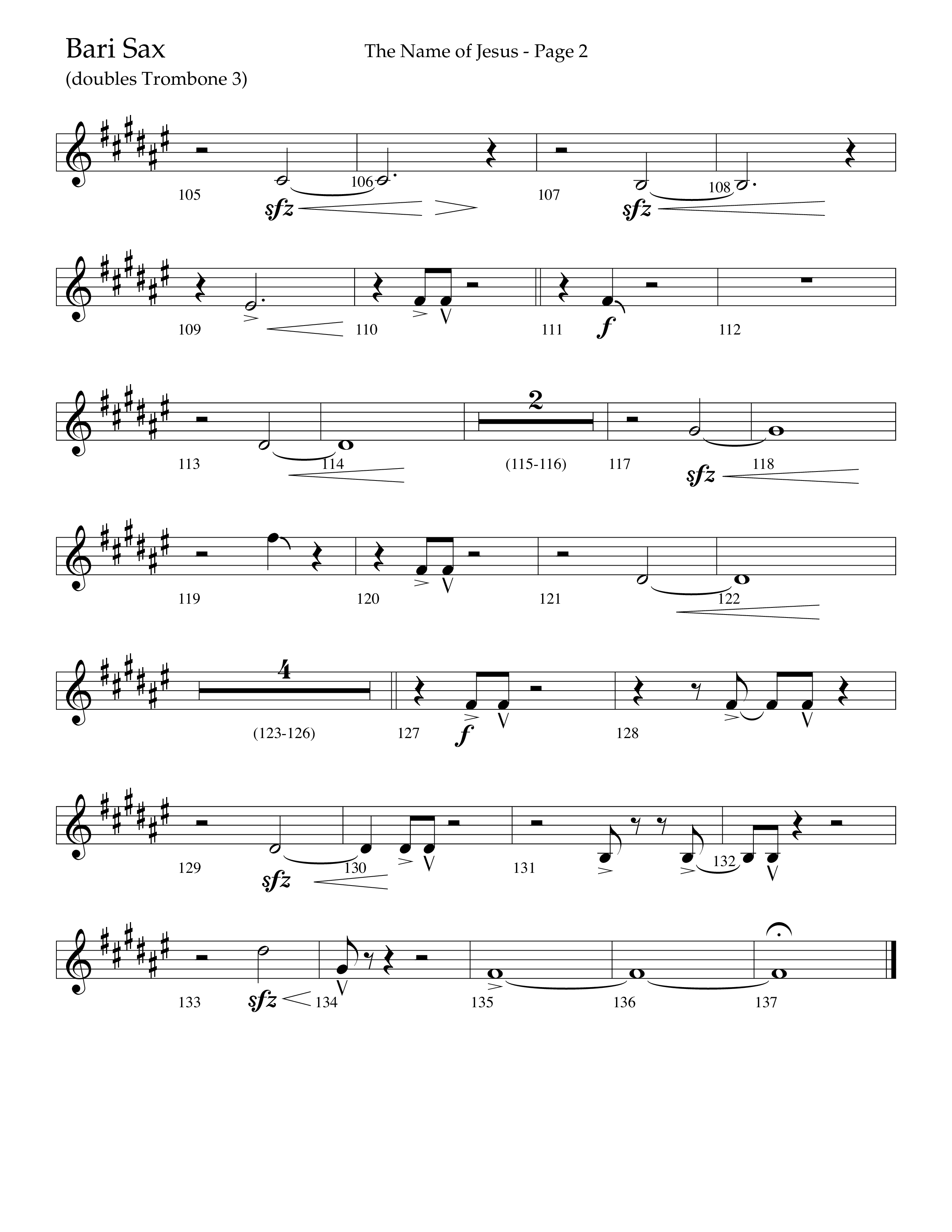 The Name Of Jesus (Choral Anthem SATB) Bari Sax (Lifeway Choral / Arr. Travis Cottrell / Orch. Scott Harris)