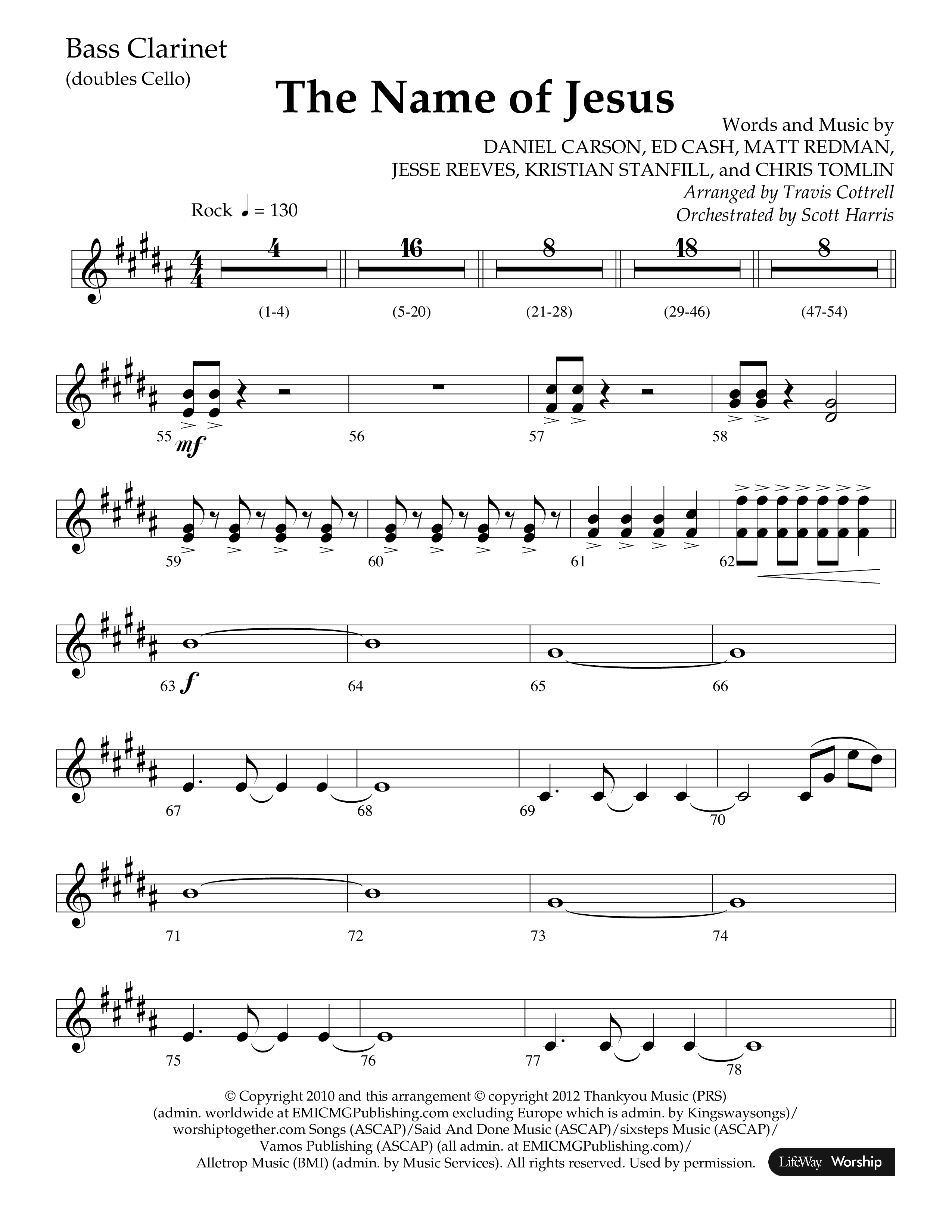 The Name Of Jesus (Choral Anthem SATB) Bass Clarinet (Lifeway Choral / Arr. Travis Cottrell / Orch. Scott Harris)