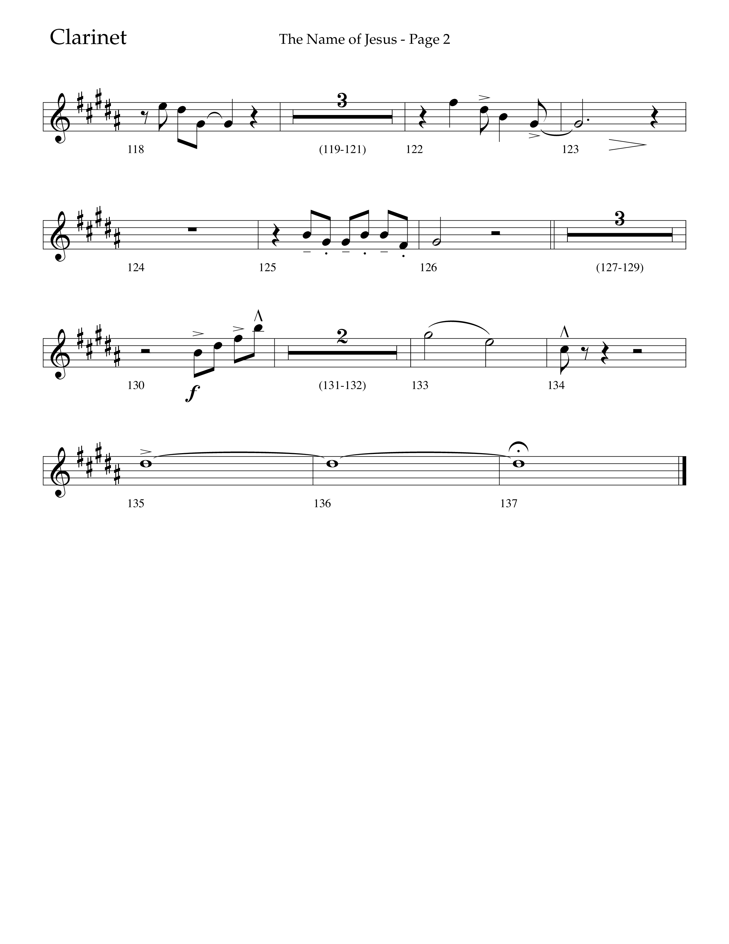 The Name Of Jesus (Choral Anthem SATB) Clarinet 1/2 (Lifeway Choral / Arr. Travis Cottrell / Orch. Scott Harris)
