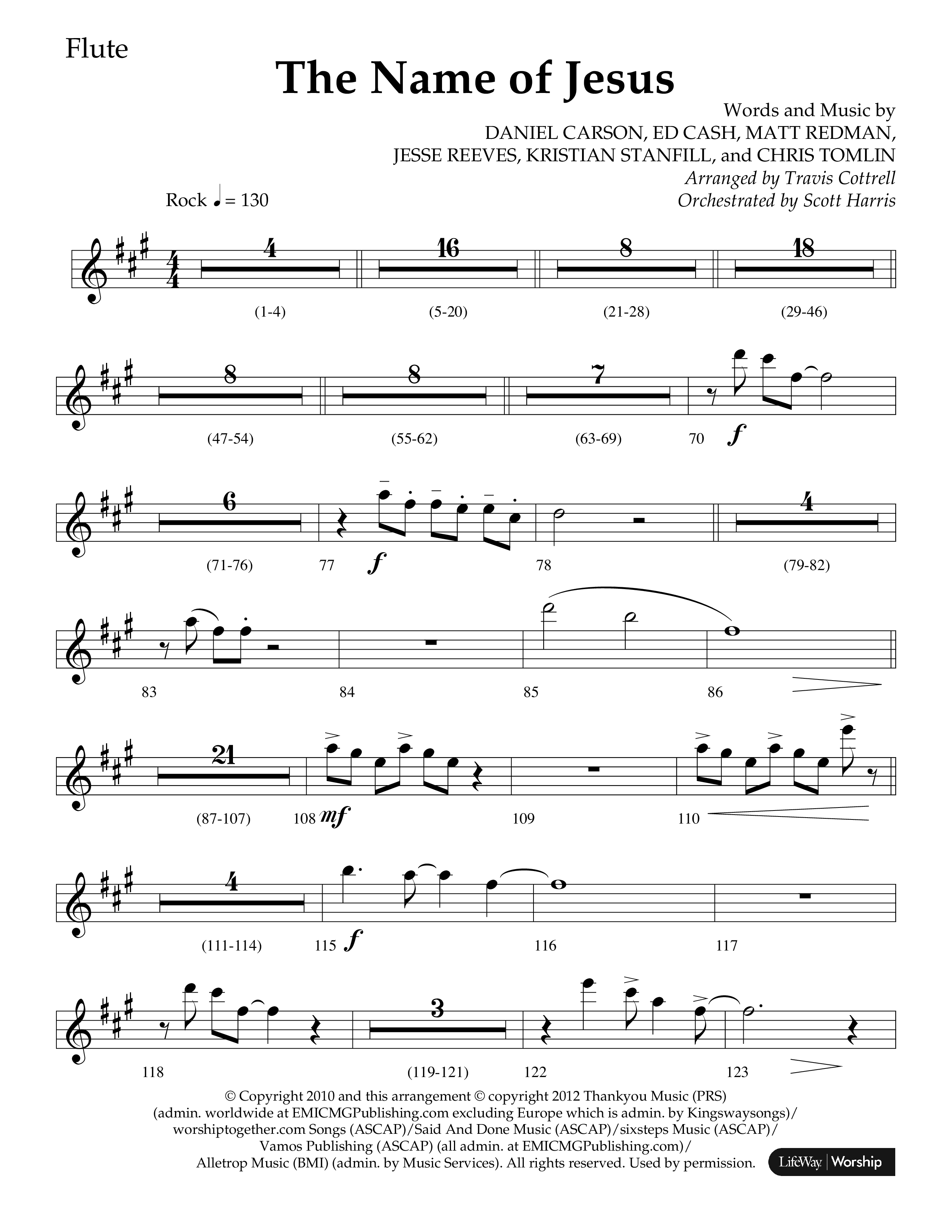 The Name Of Jesus (Choral Anthem SATB) Flute (Lifeway Choral / Arr. Travis Cottrell / Orch. Scott Harris)