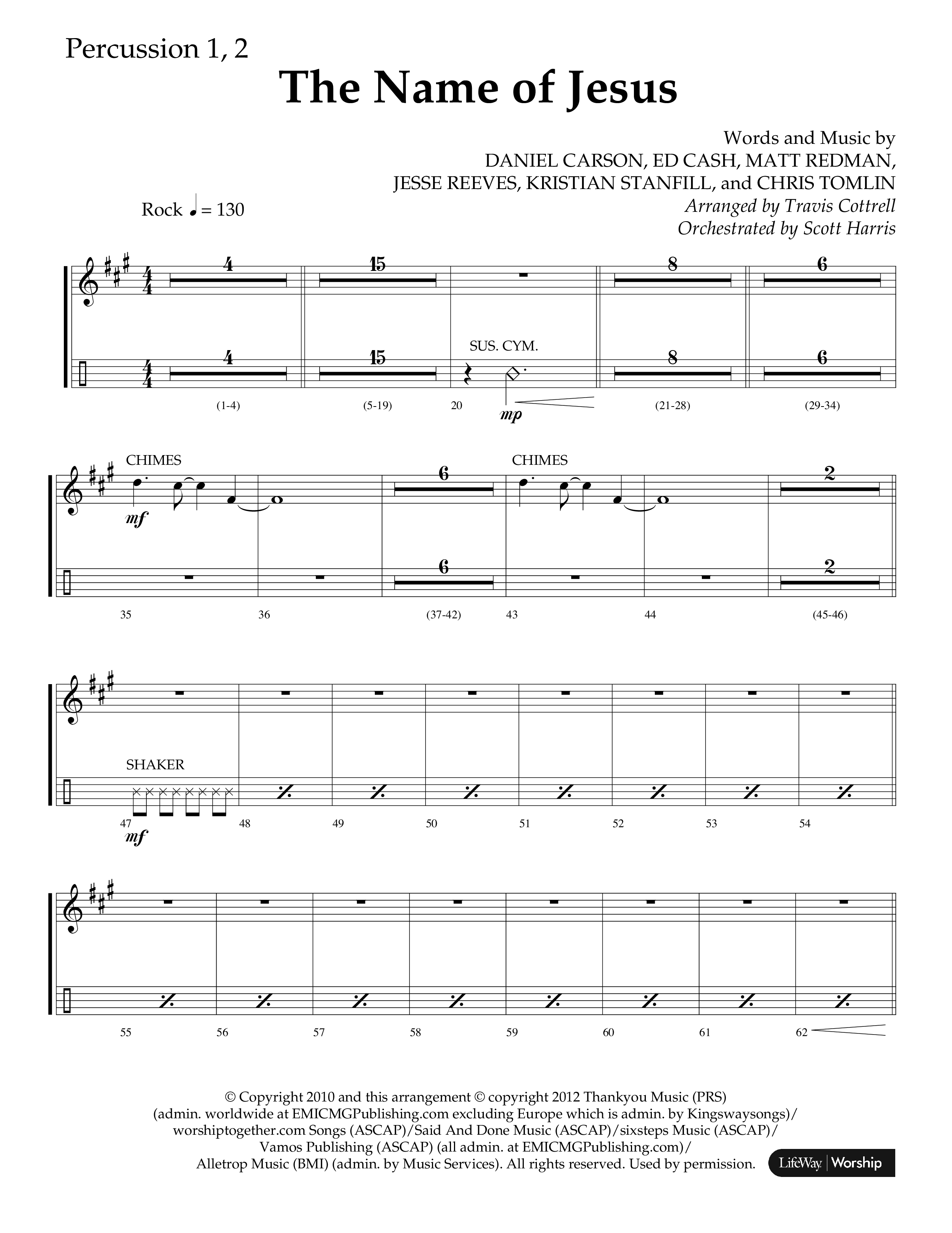 The Name Of Jesus (Choral Anthem SATB) Percussion 1/2 (Lifeway Choral / Arr. Travis Cottrell / Orch. Scott Harris)