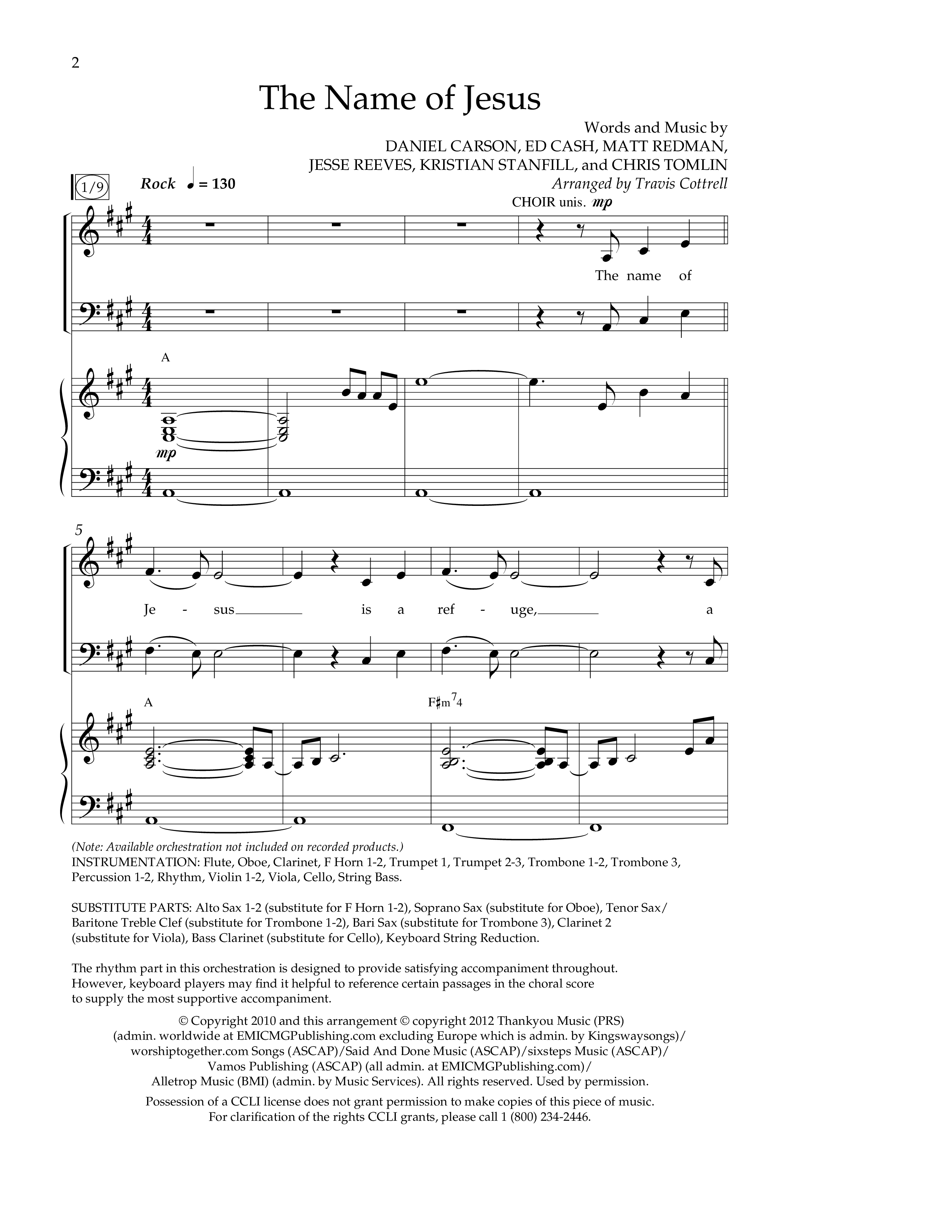 The Name Of Jesus (Choral Anthem SATB) Anthem (SATB/Piano) (Lifeway Choral / Arr. Travis Cottrell / Orch. Scott Harris)