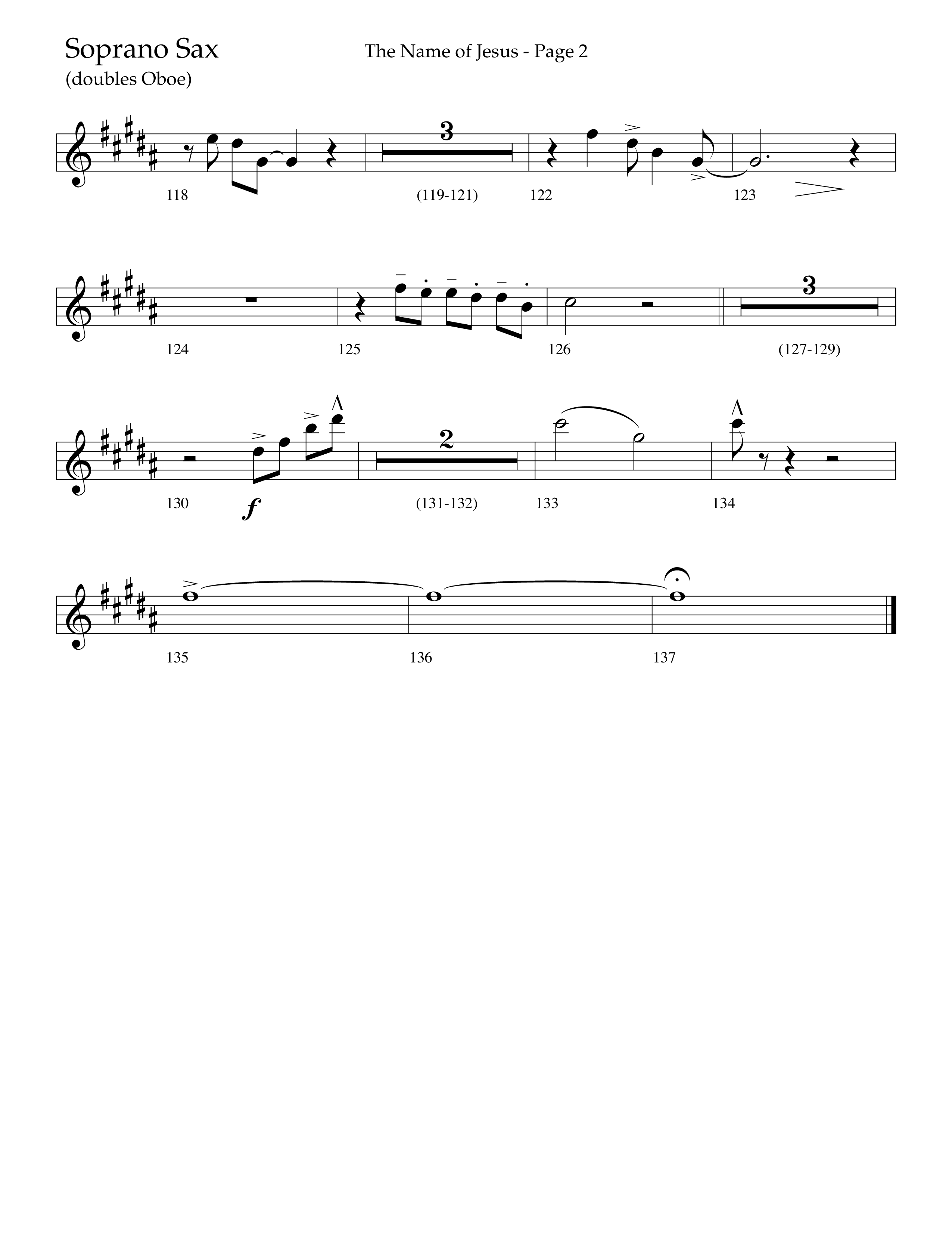 The Name Of Jesus (Choral Anthem SATB) Soprano Sax (Lifeway Choral / Arr. Travis Cottrell / Orch. Scott Harris)