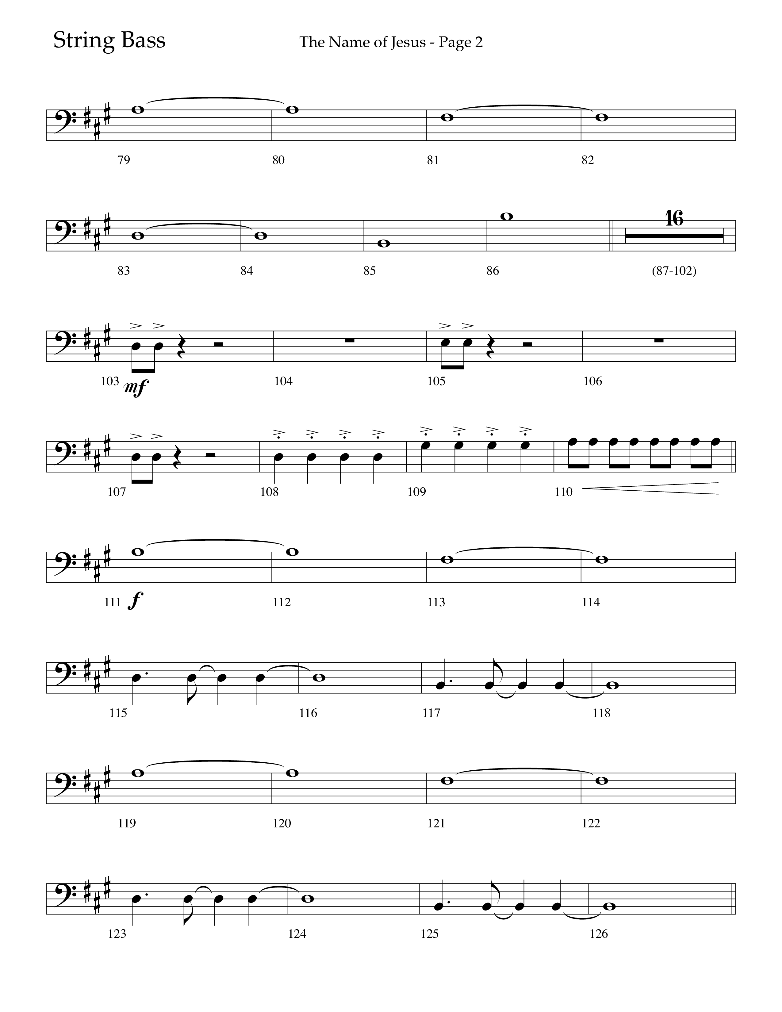 The Name Of Jesus (Choral Anthem SATB) String Bass (Lifeway Choral / Arr. Travis Cottrell / Orch. Scott Harris)