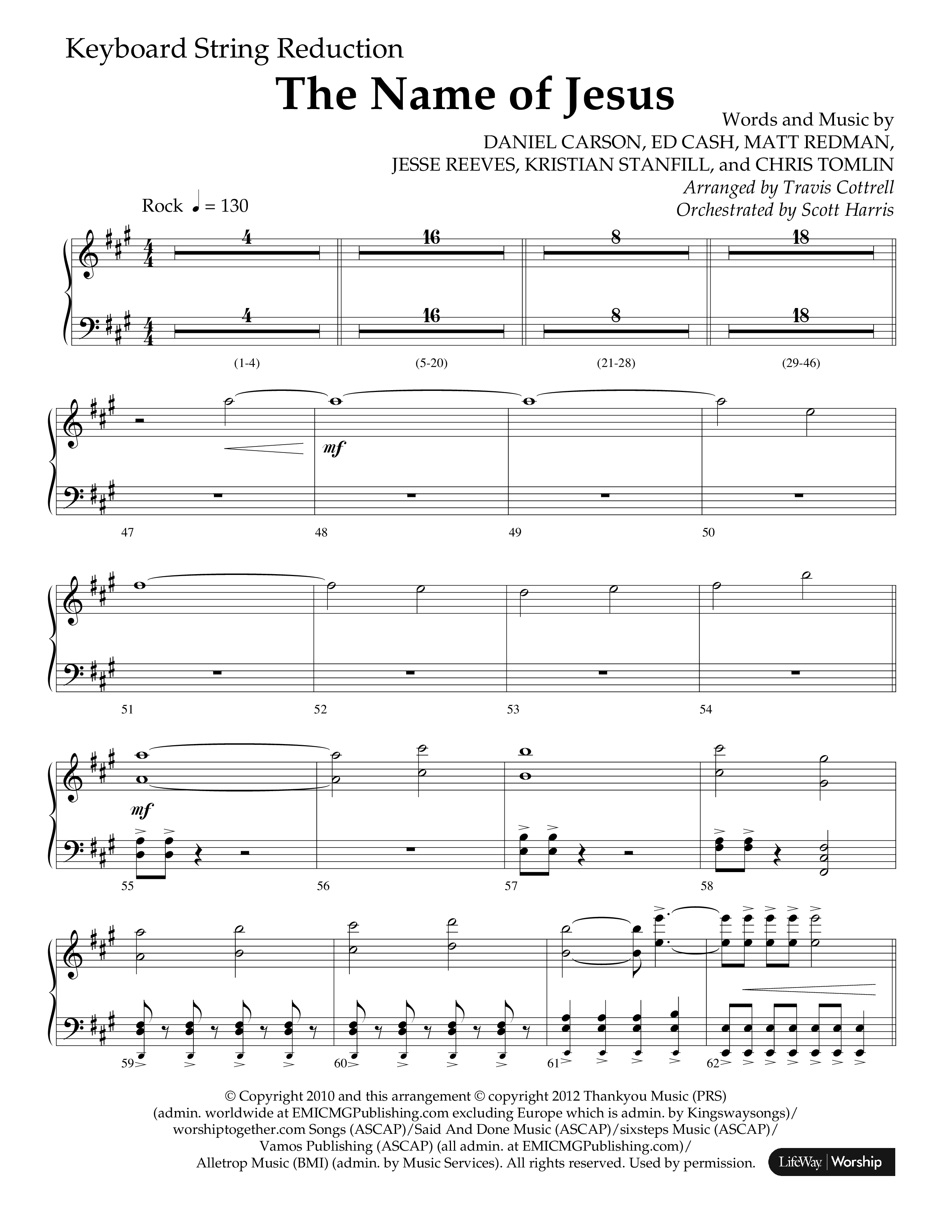 The Name Of Jesus (Choral Anthem SATB) String Reduction (Lifeway Choral / Arr. Travis Cottrell / Orch. Scott Harris)