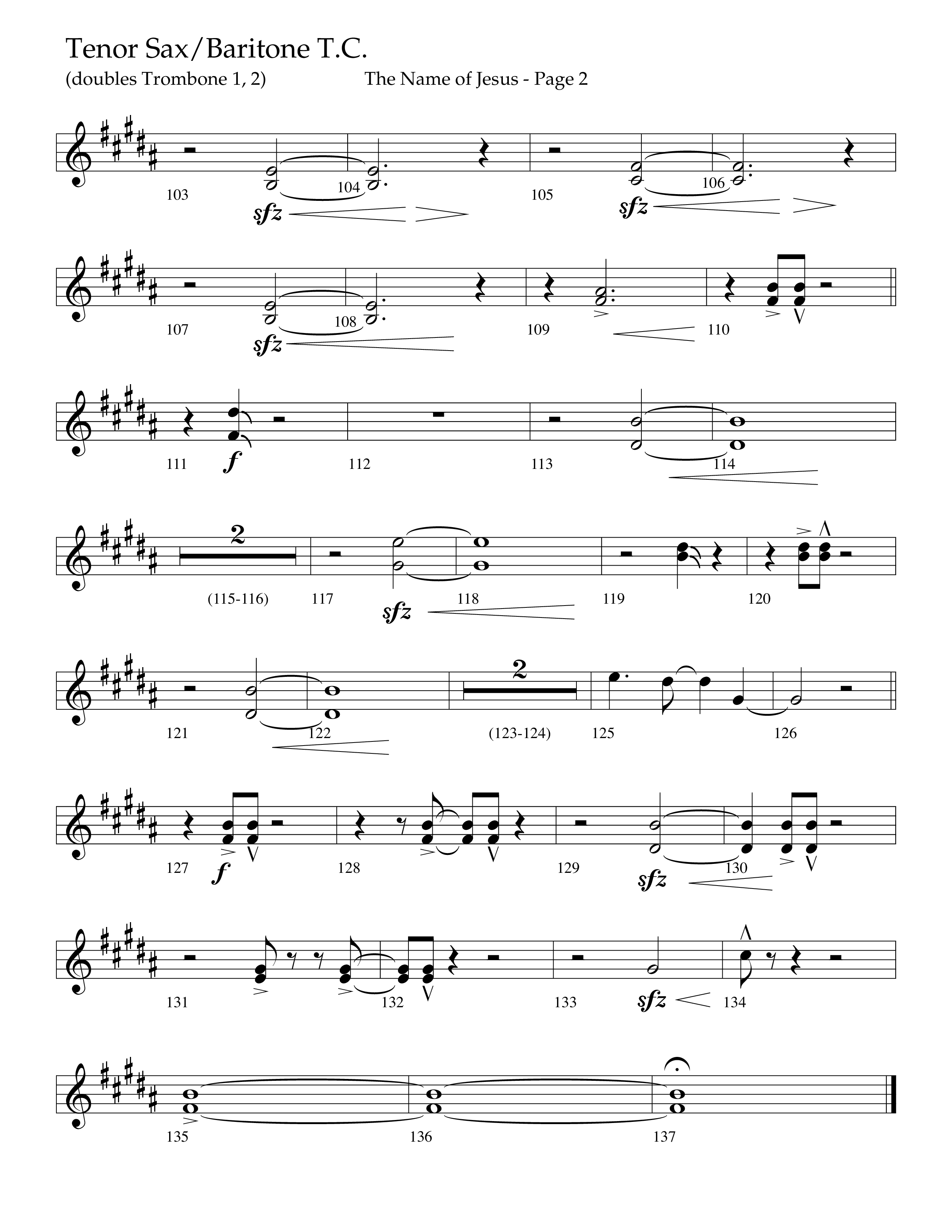 The Name Of Jesus (Choral Anthem SATB) Tenor Sax/Baritone T.C. (Lifeway Choral / Arr. Travis Cottrell / Orch. Scott Harris)