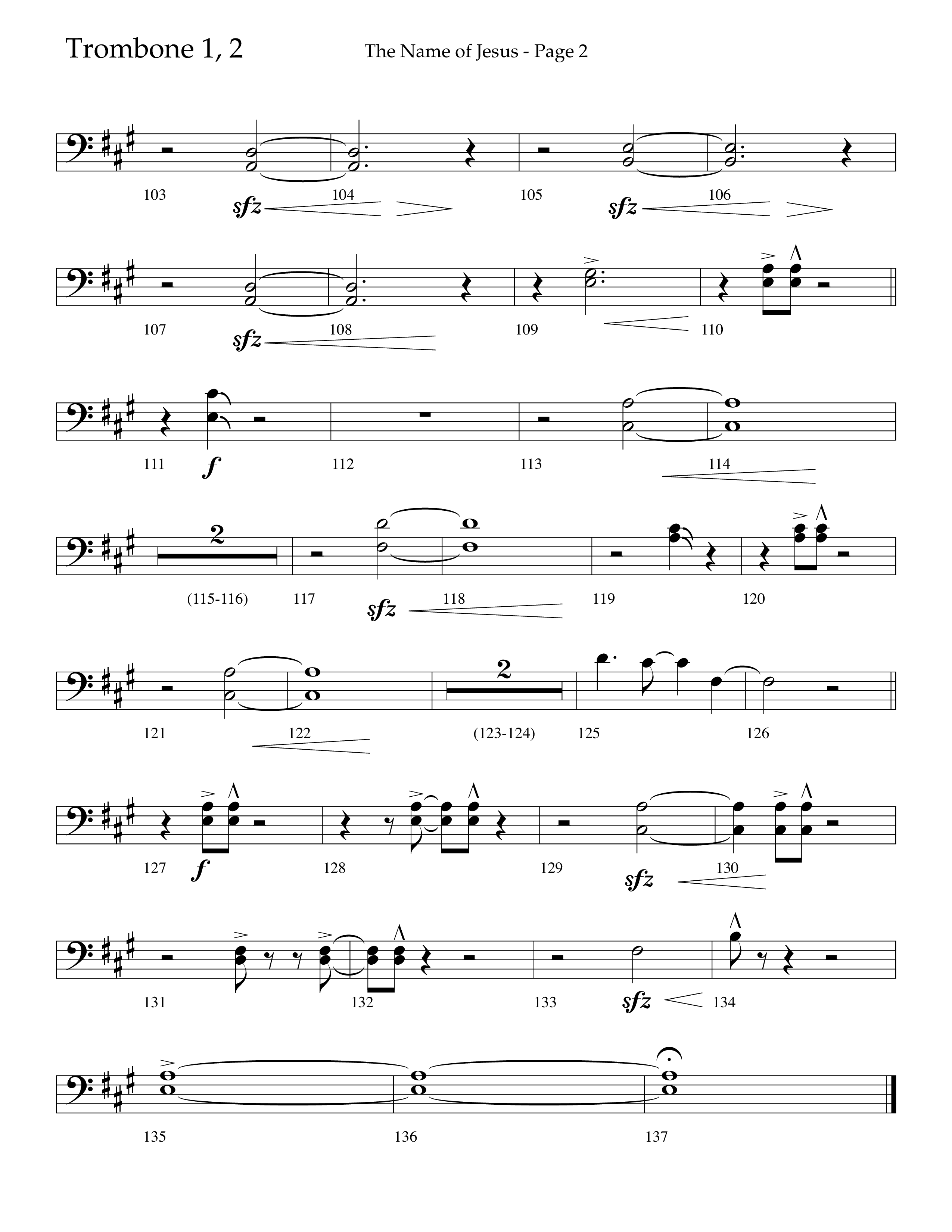 The Name Of Jesus (Choral Anthem SATB) Trombone 1/2 (Lifeway Choral / Arr. Travis Cottrell / Orch. Scott Harris)
