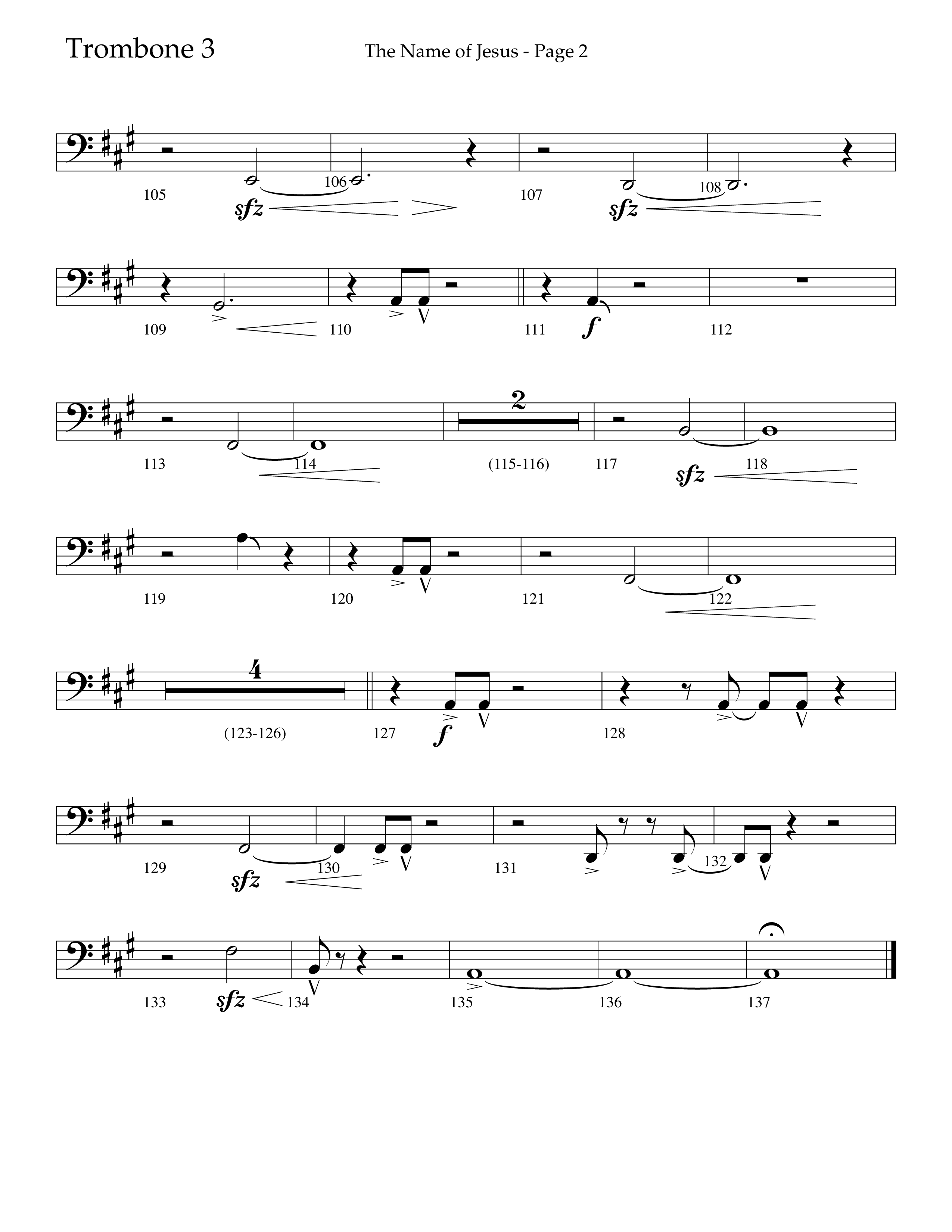 The Name Of Jesus (Choral Anthem SATB) Trombone 3 (Lifeway Choral / Arr. Travis Cottrell / Orch. Scott Harris)