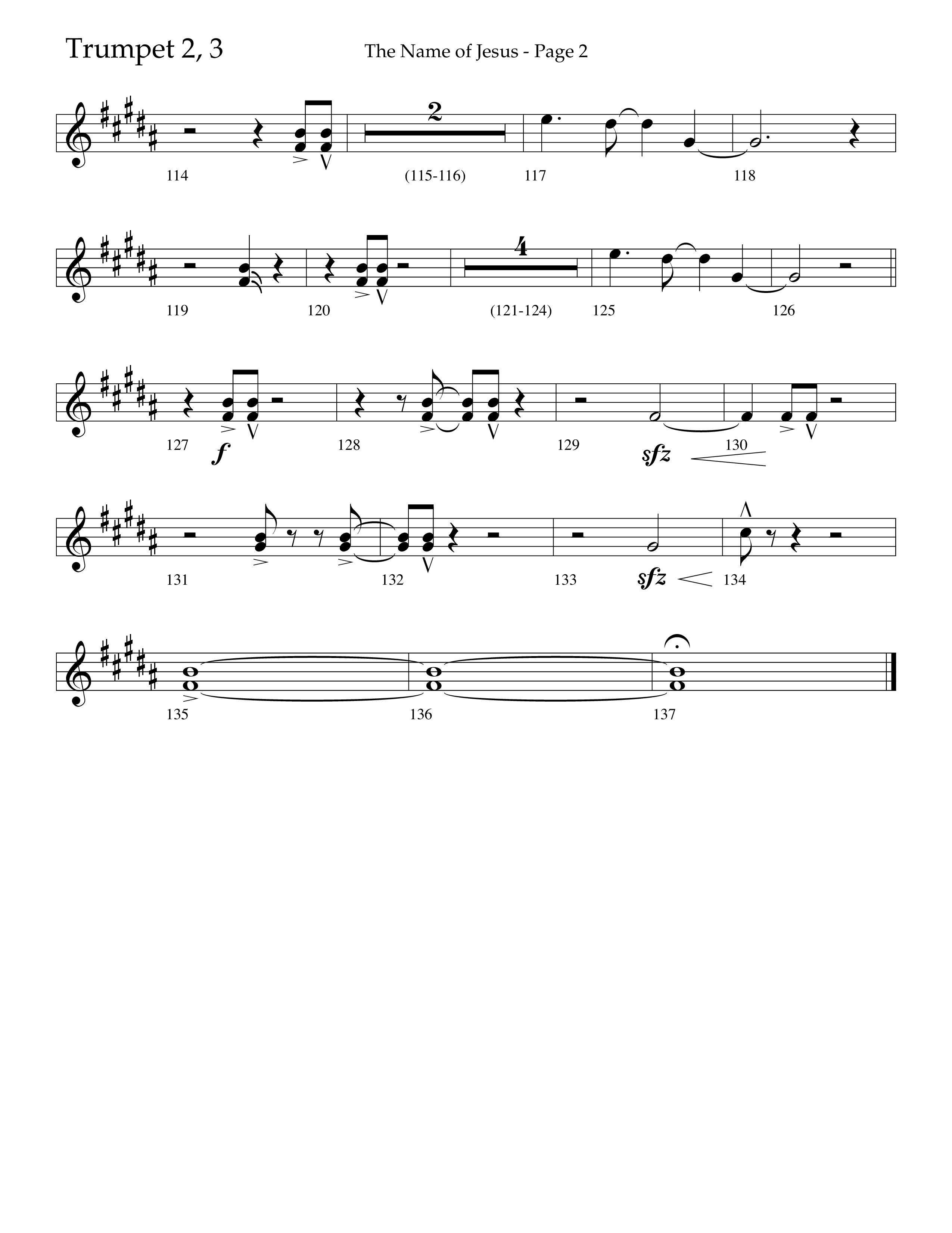 The Name Of Jesus (Choral Anthem SATB) Trumpet 2/3 (Lifeway Choral / Arr. Travis Cottrell / Orch. Scott Harris)