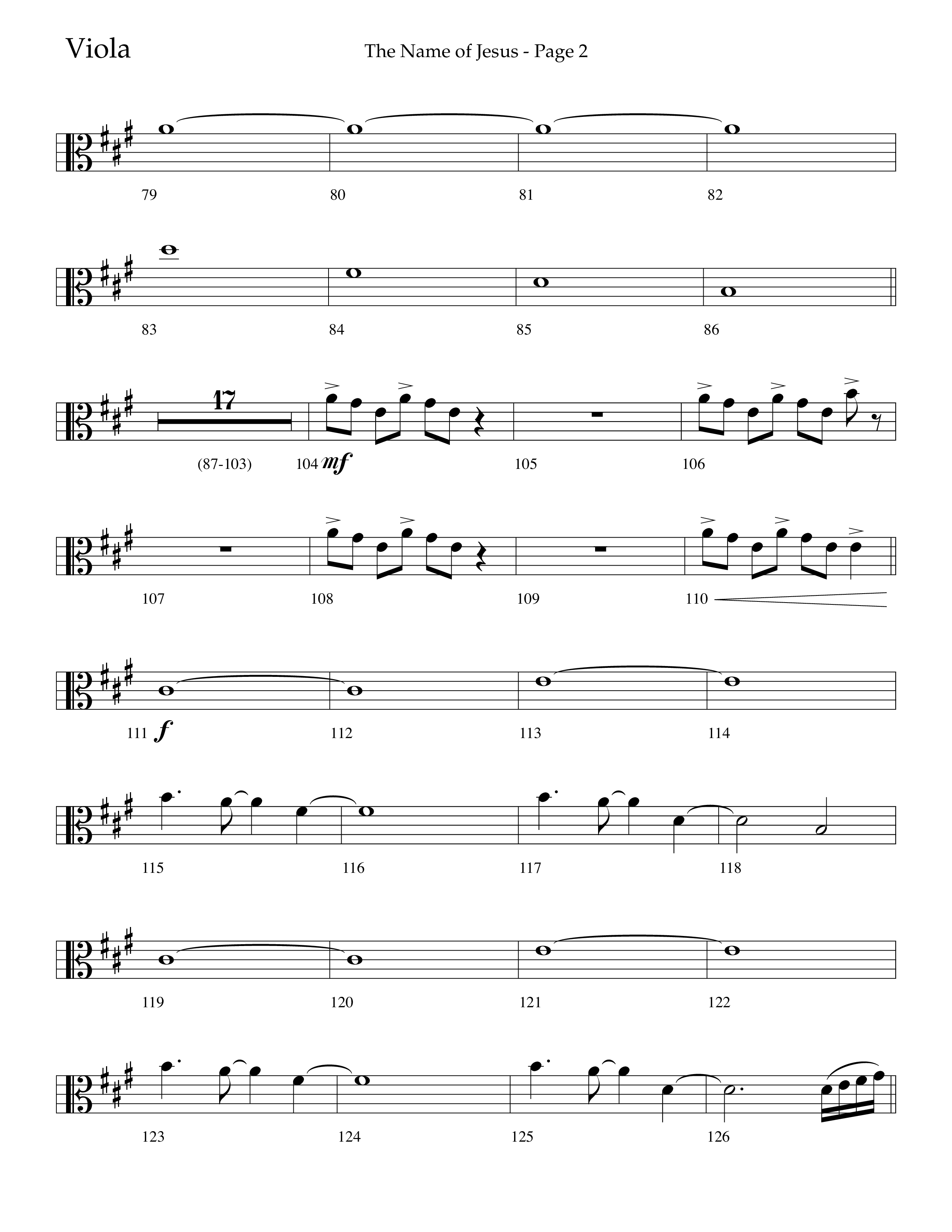 The Name Of Jesus (Choral Anthem SATB) Viola (Lifeway Choral / Arr. Travis Cottrell / Orch. Scott Harris)