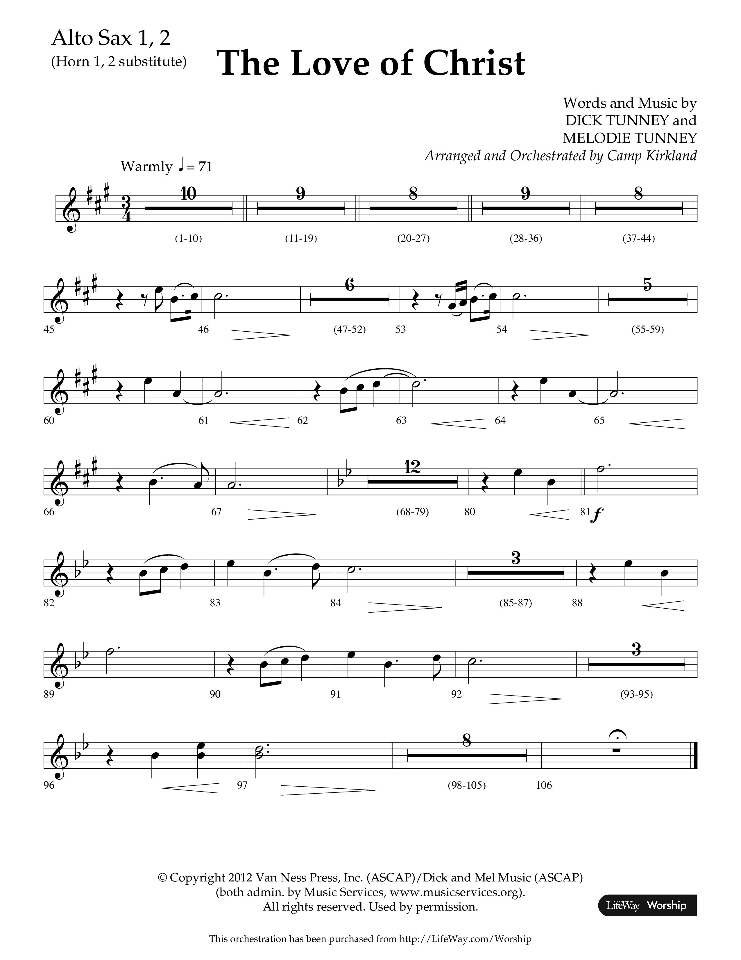 The Love Of Christ (Choral Anthem SATB) Alto Sax 1/2 (Lifeway Choral / Arr. Camp Kirkland)