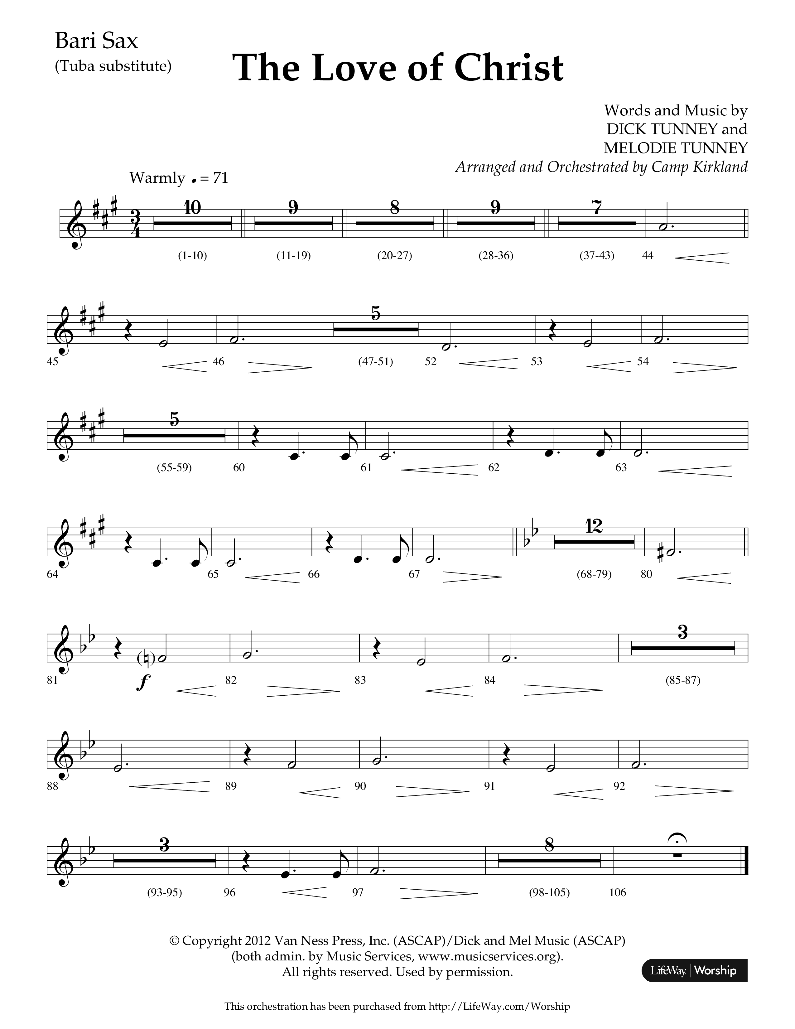 The Love Of Christ (Choral Anthem SATB) Bari Sax (Lifeway Choral / Arr. Camp Kirkland)