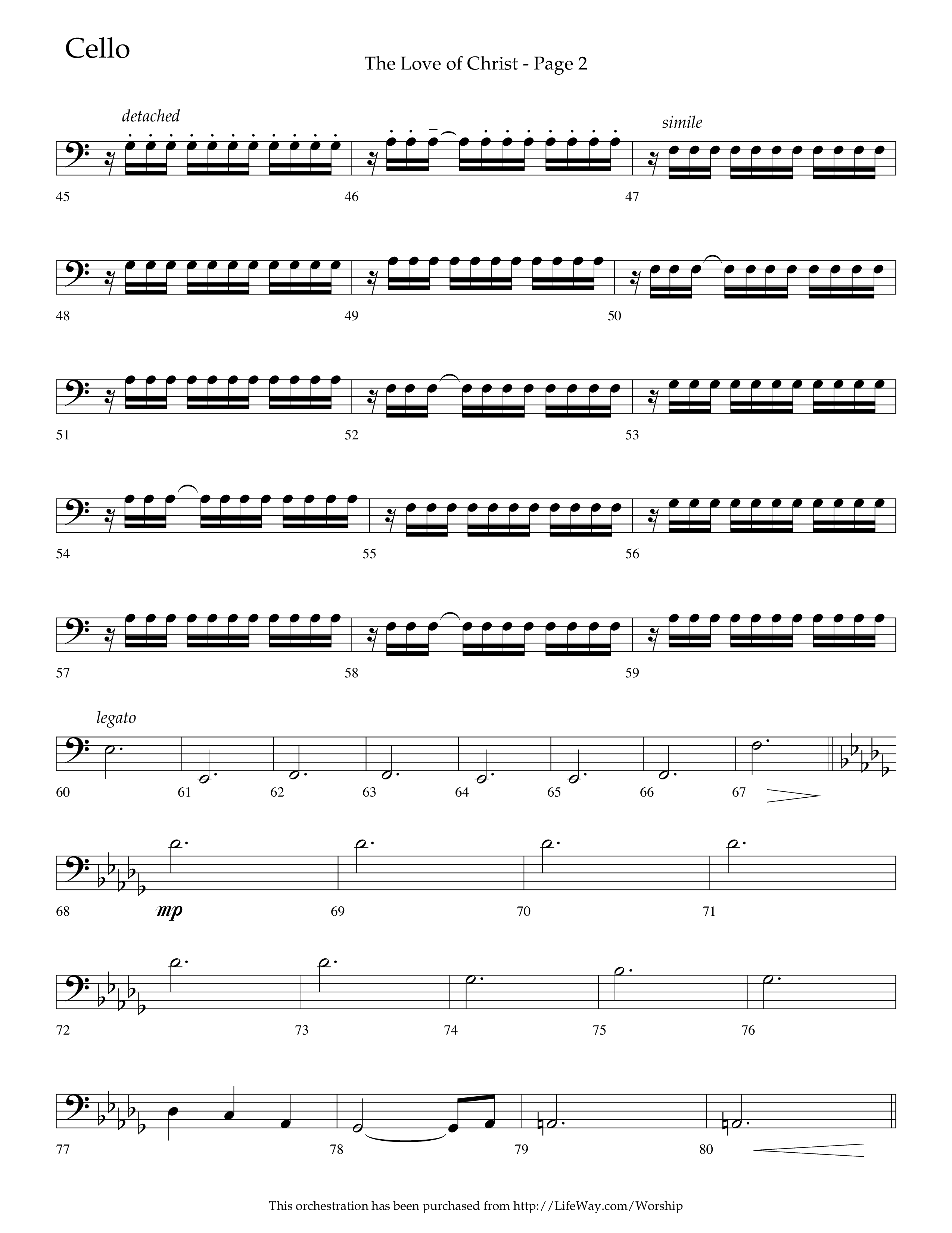 The Love Of Christ (Choral Anthem SATB) Cello (Lifeway Choral / Arr. Camp Kirkland)