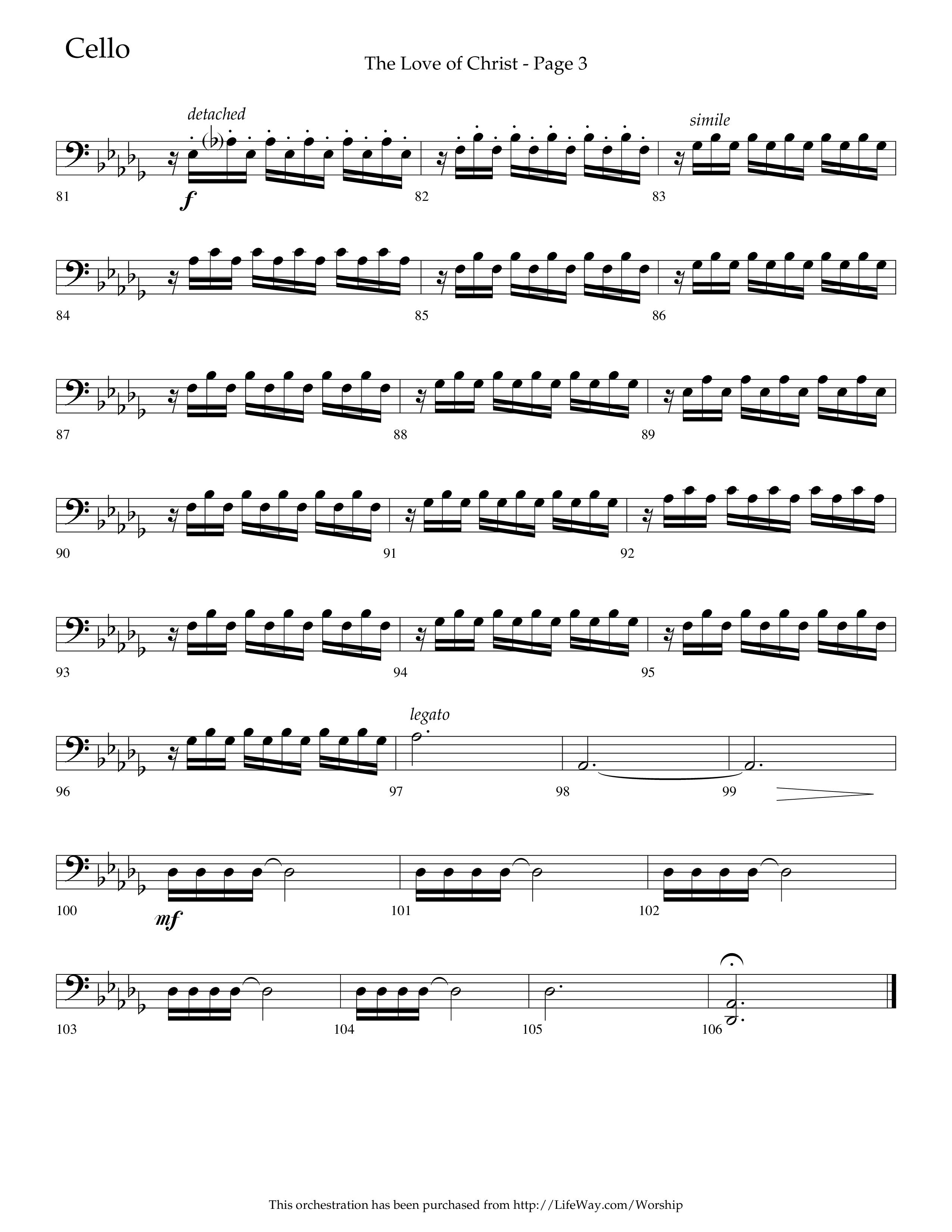The Love Of Christ (Choral Anthem SATB) Cello (Lifeway Choral / Arr. Camp Kirkland)
