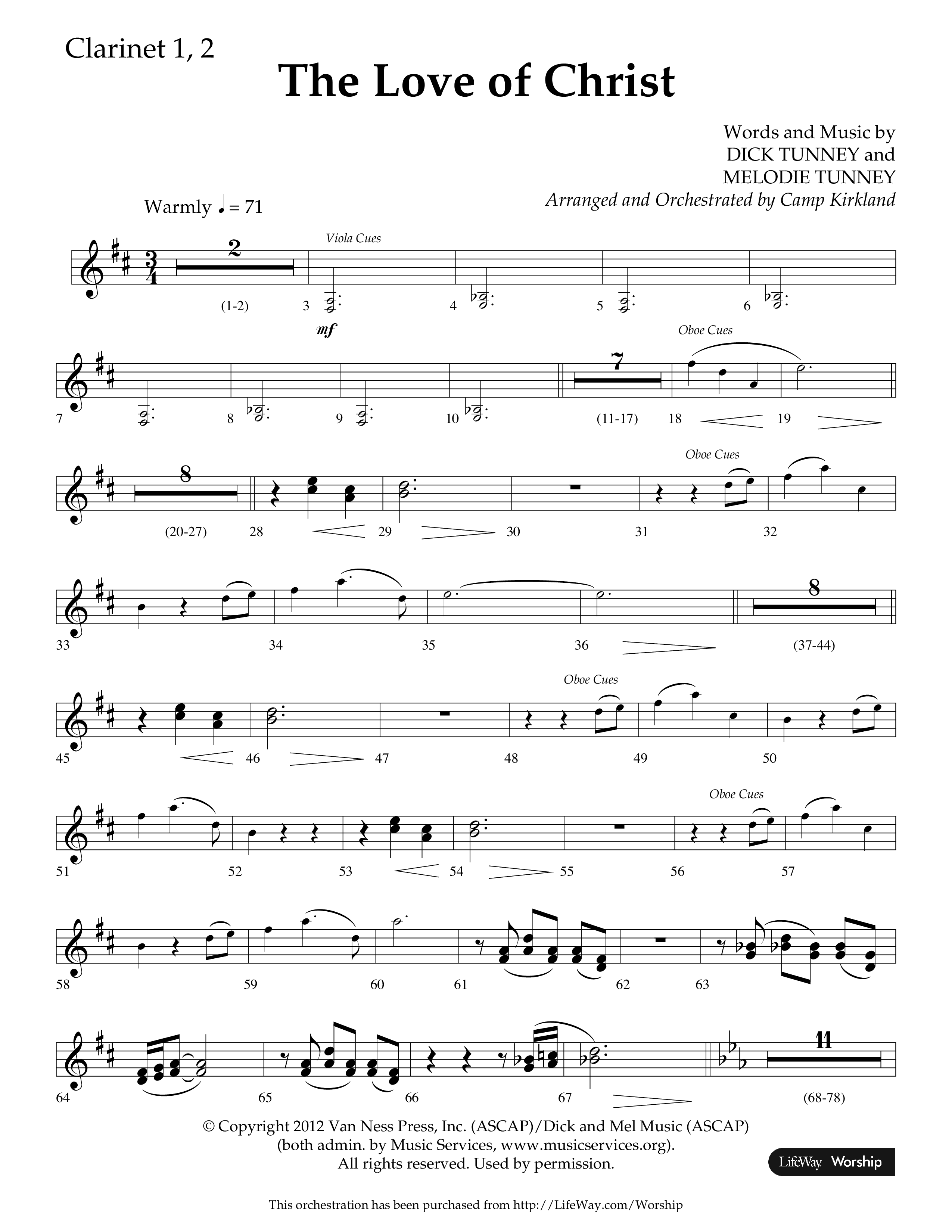 The Love Of Christ (Choral Anthem SATB) Clarinet 1/2 (Lifeway Choral / Arr. Camp Kirkland)