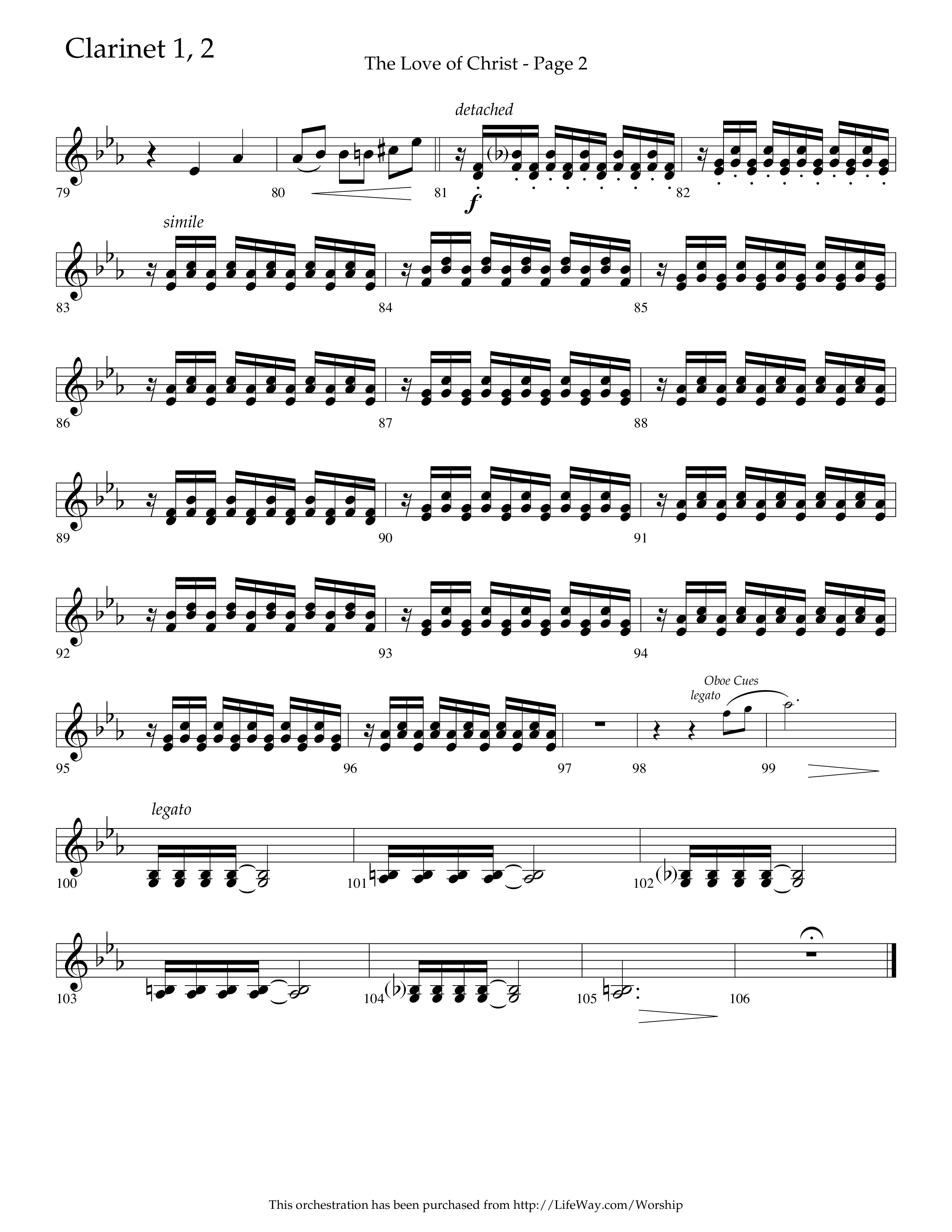 The Love Of Christ (Choral Anthem SATB) Clarinet 1/2 (Lifeway Choral / Arr. Camp Kirkland)