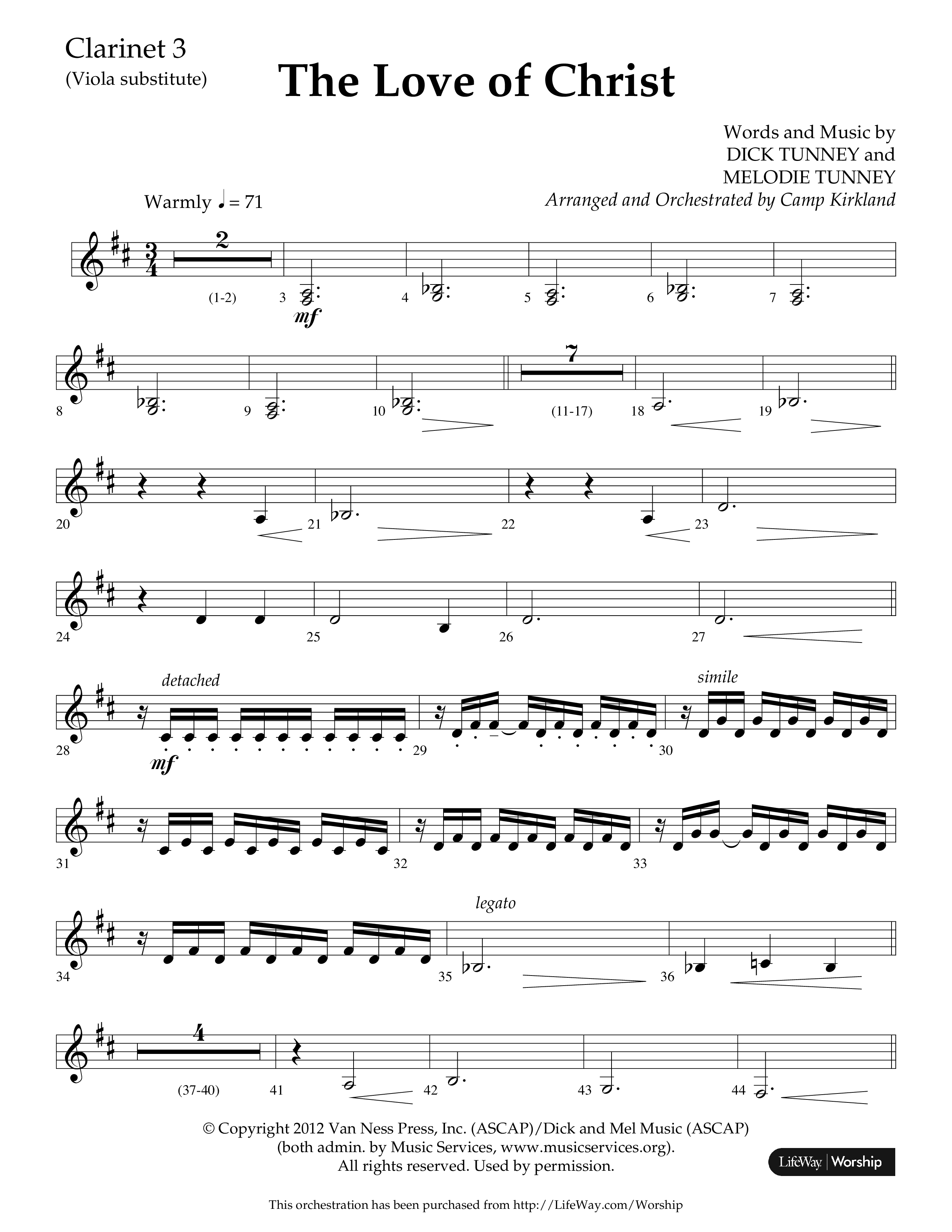 The Love Of Christ (Choral Anthem SATB) Clarinet 3 (Lifeway Choral / Arr. Camp Kirkland)