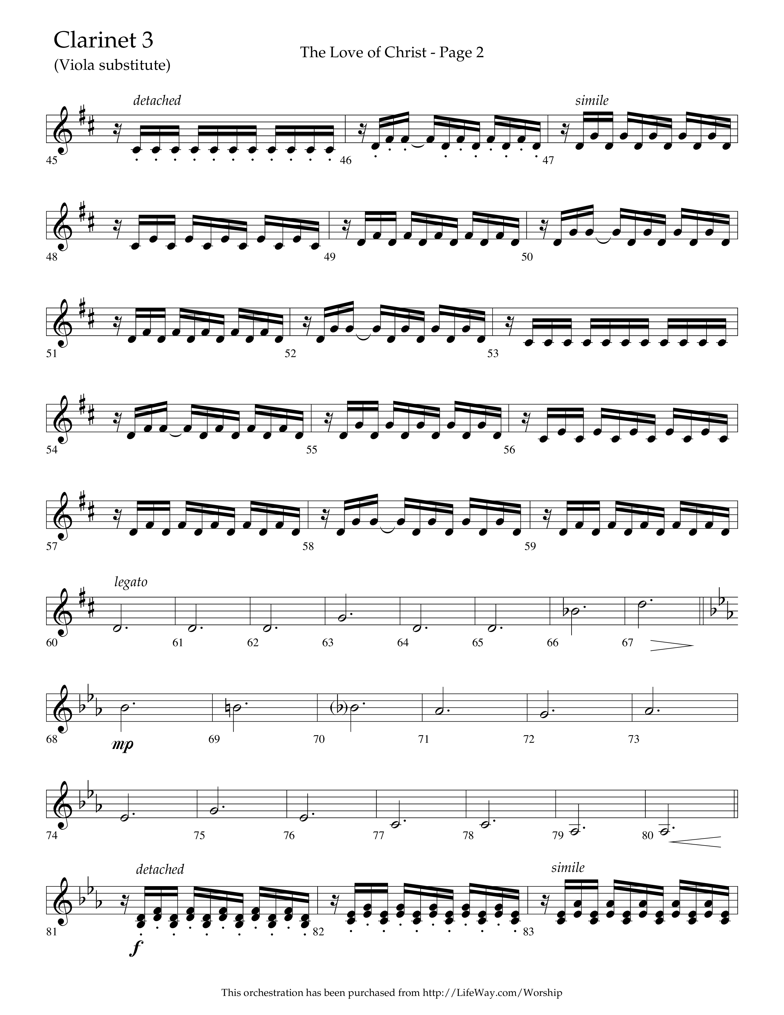 The Love Of Christ (Choral Anthem SATB) Clarinet 3 (Lifeway Choral / Arr. Camp Kirkland)