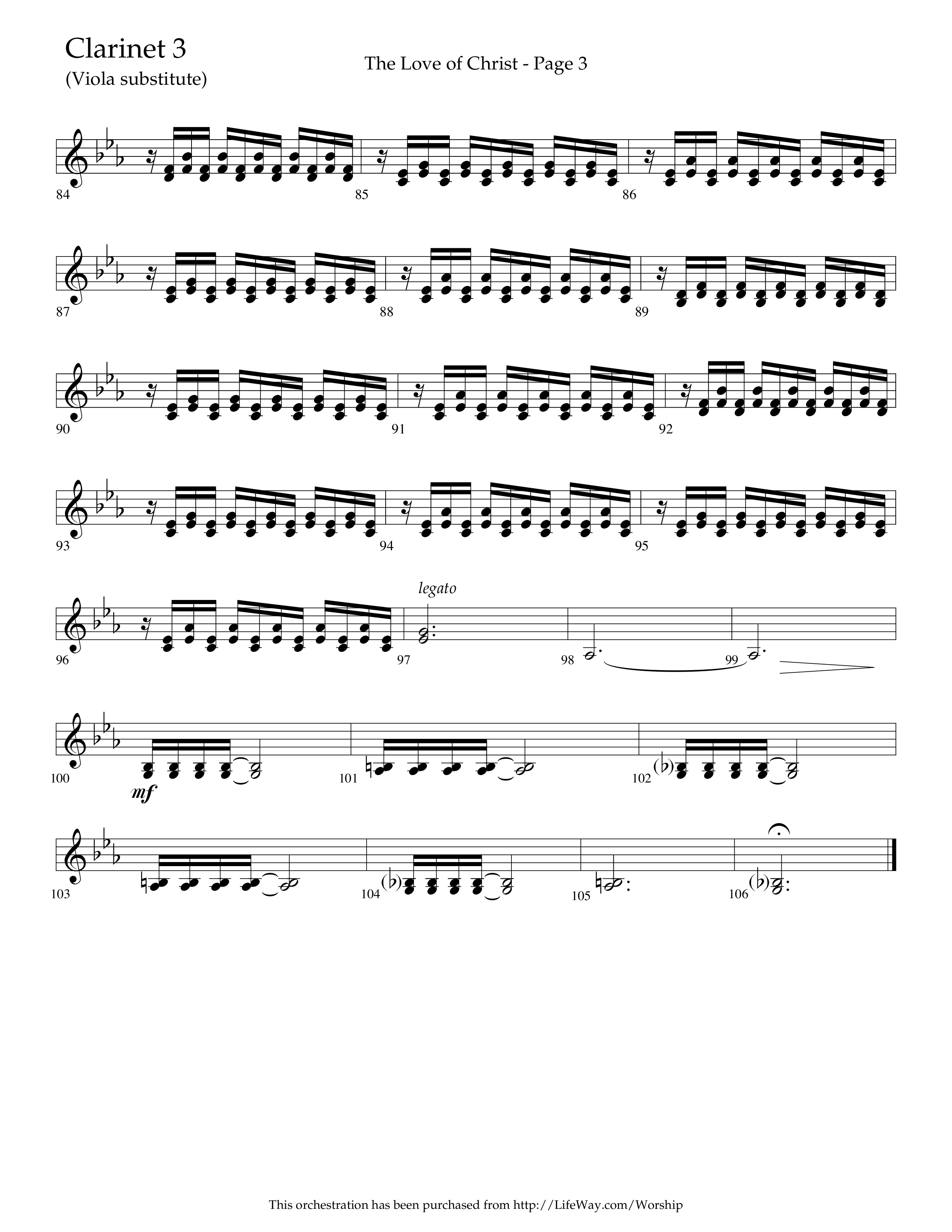 The Love Of Christ (Choral Anthem SATB) Clarinet 3 (Lifeway Choral / Arr. Camp Kirkland)