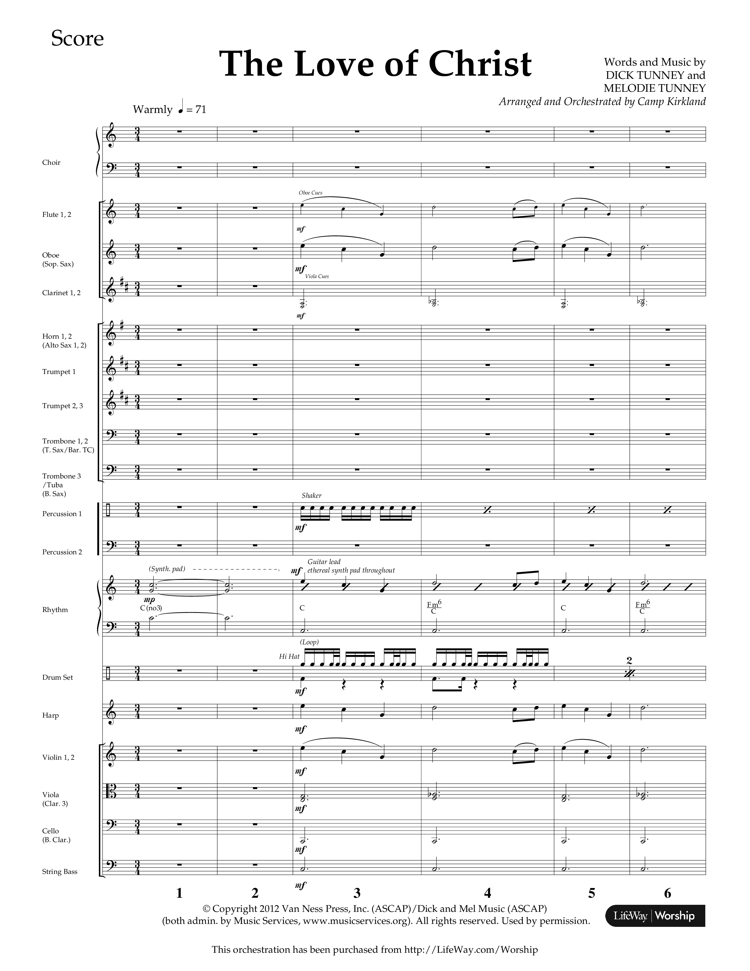 The Love Of Christ (Choral Anthem SATB) Orchestration (Lifeway Choral / Arr. Camp Kirkland)