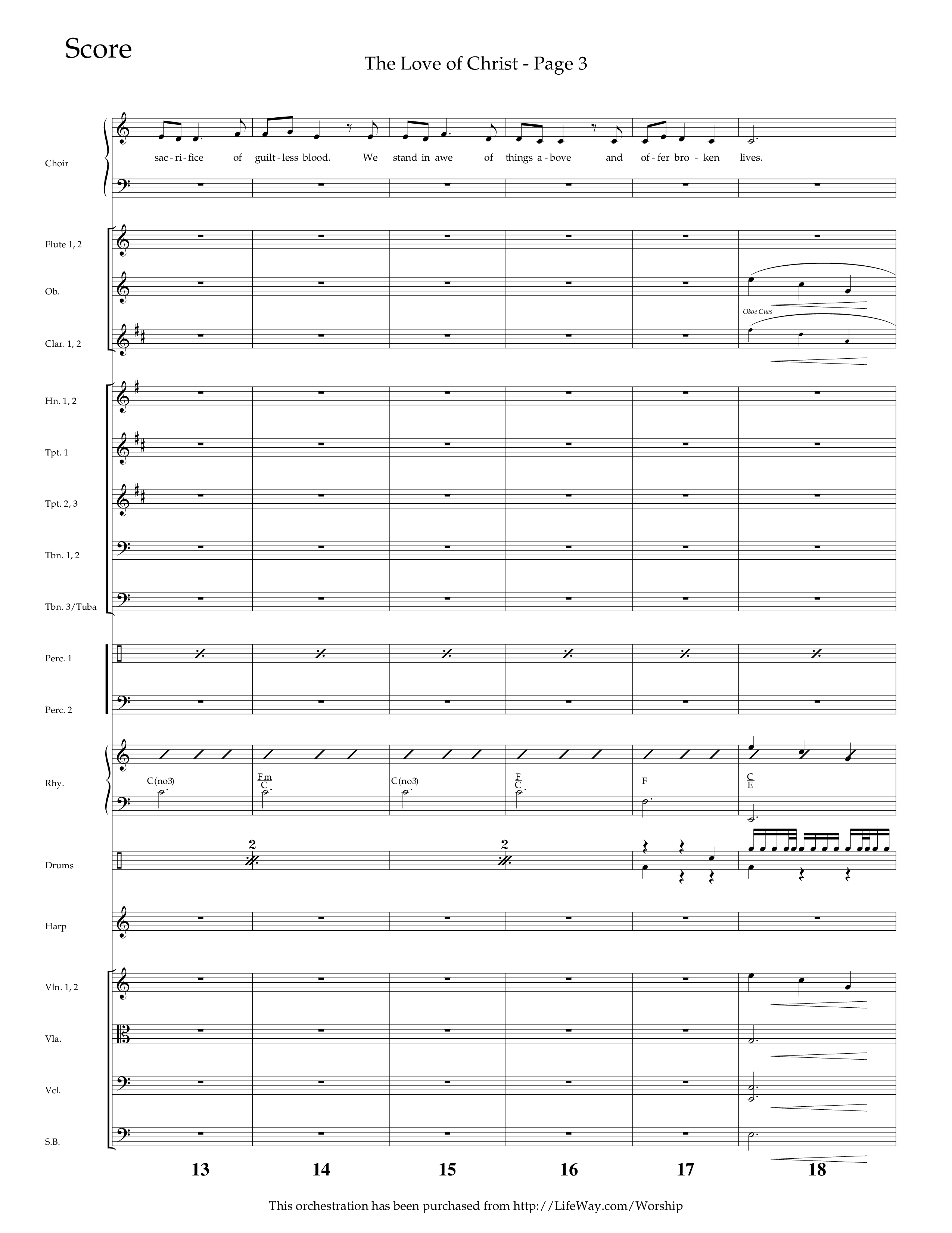 The Love Of Christ (Choral Anthem SATB) Orchestration (Lifeway Choral / Arr. Camp Kirkland)