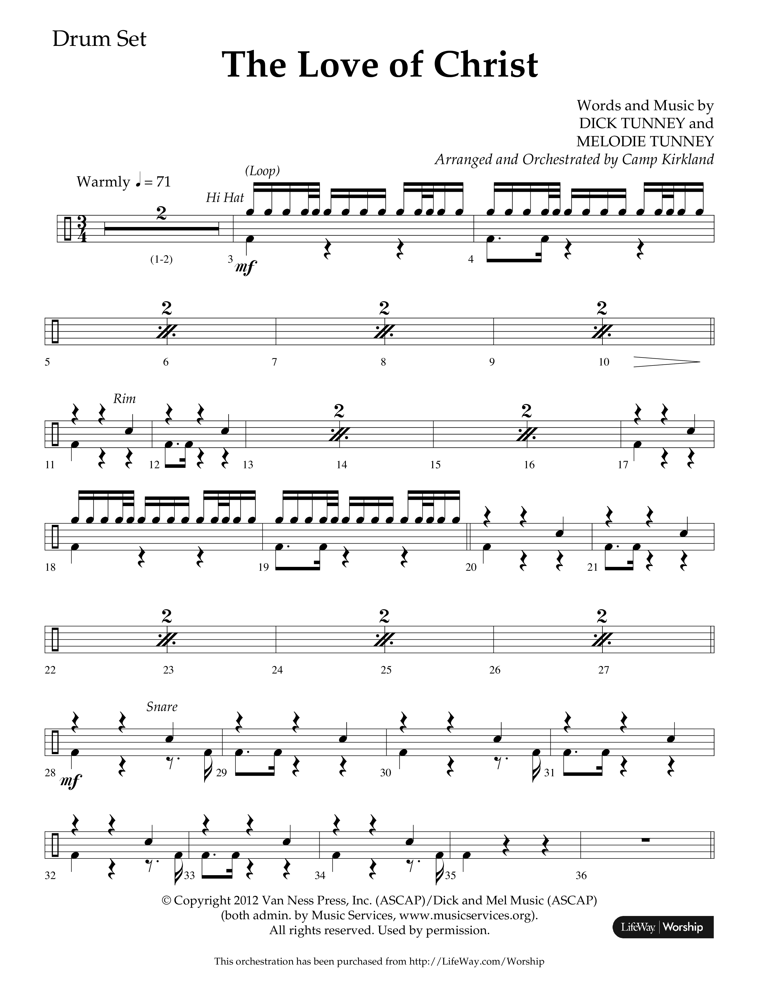 The Love Of Christ (Choral Anthem SATB) Drum Set (Lifeway Choral / Arr. Camp Kirkland)