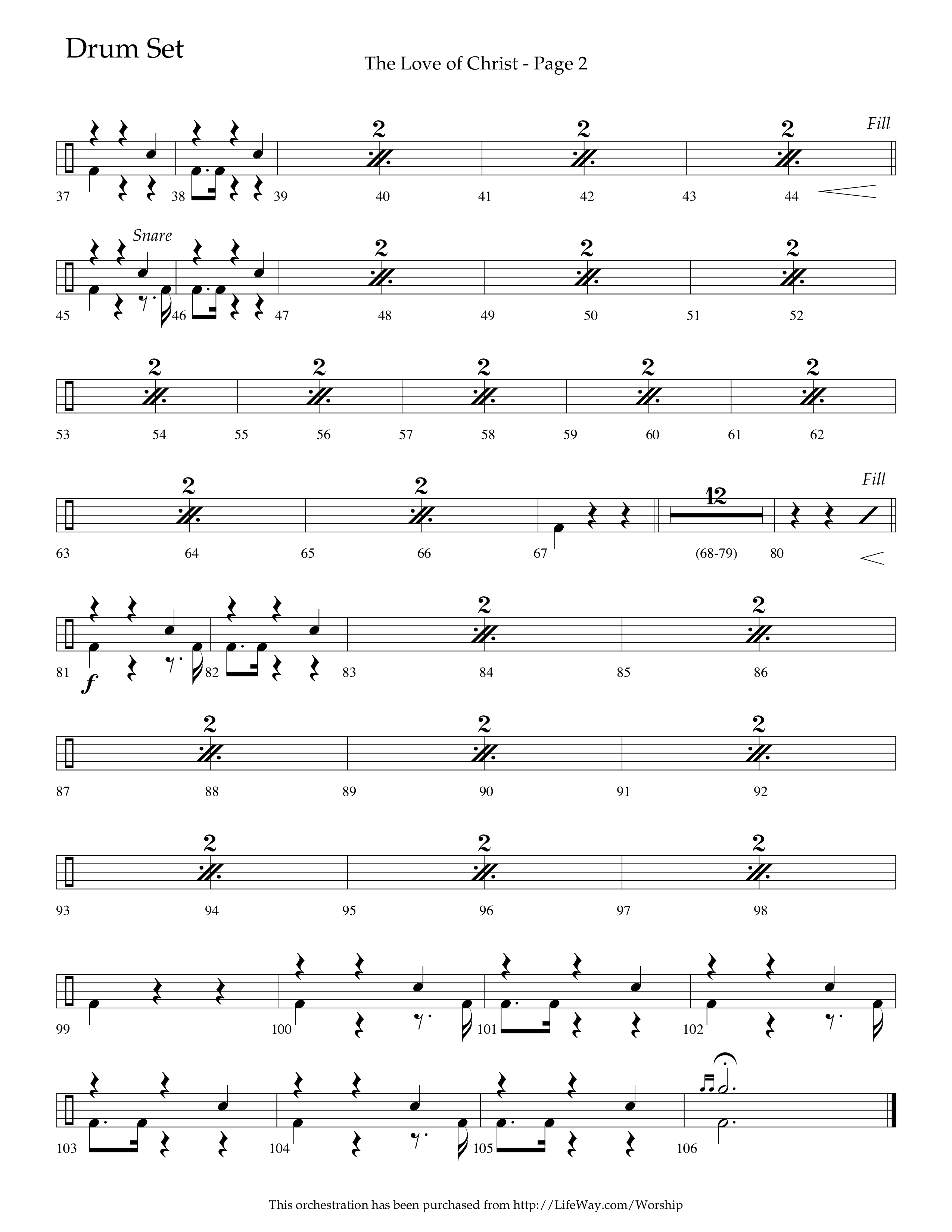 The Love Of Christ (Choral Anthem SATB) Drum Set (Lifeway Choral / Arr. Camp Kirkland)