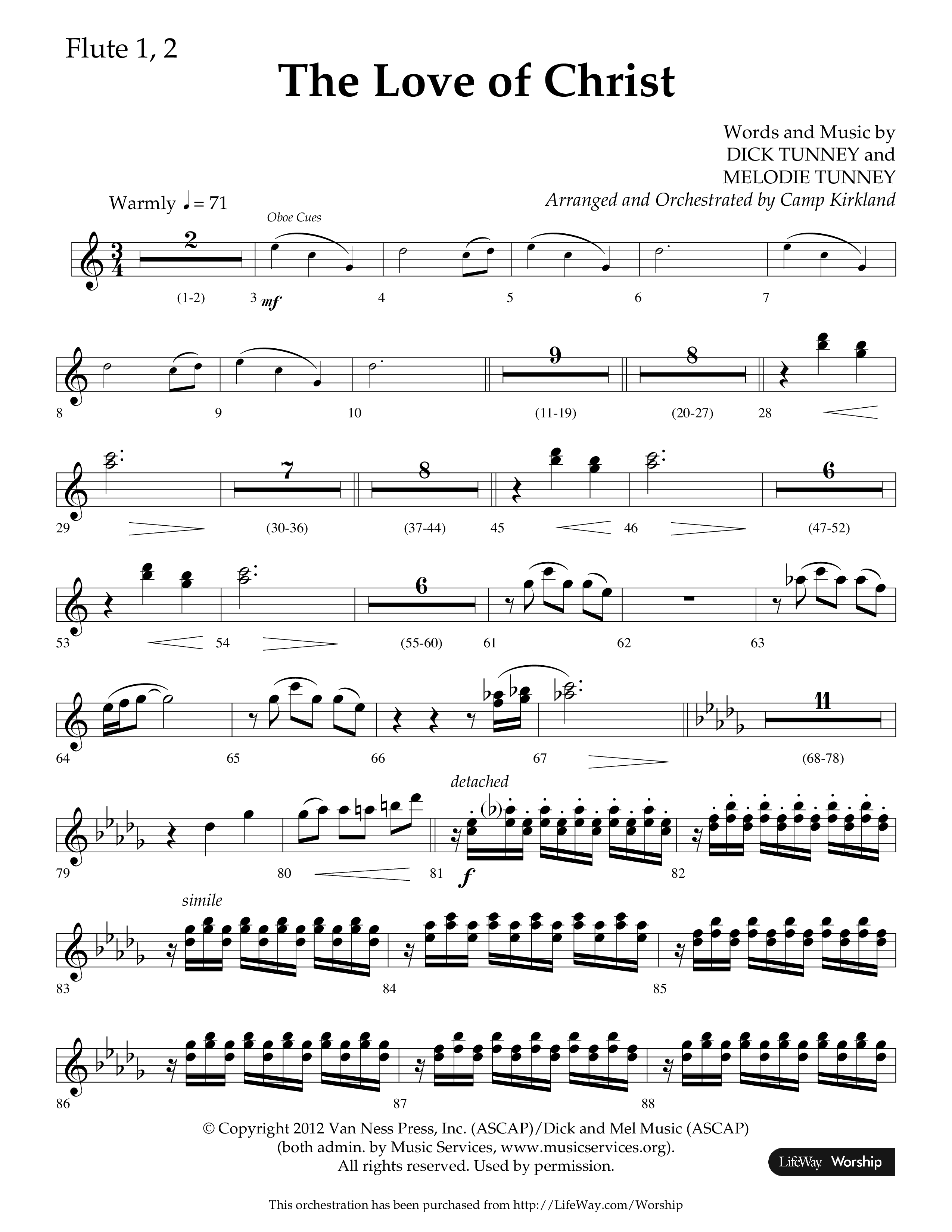 The Love Of Christ (Choral Anthem SATB) Flute 1/2 (Lifeway Choral / Arr. Camp Kirkland)