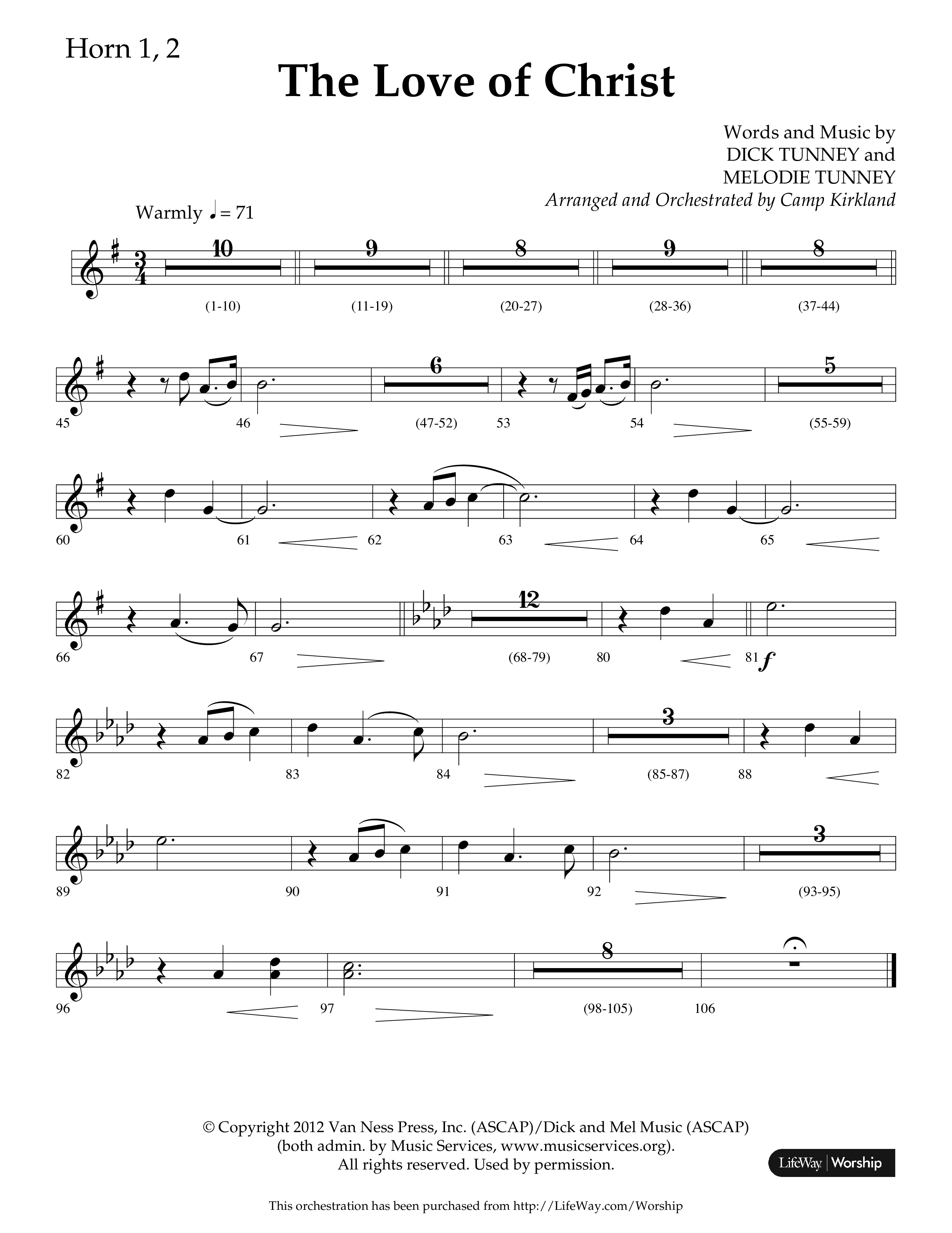 The Love Of Christ (Choral Anthem SATB) French Horn 1/2 (Lifeway Choral / Arr. Camp Kirkland)
