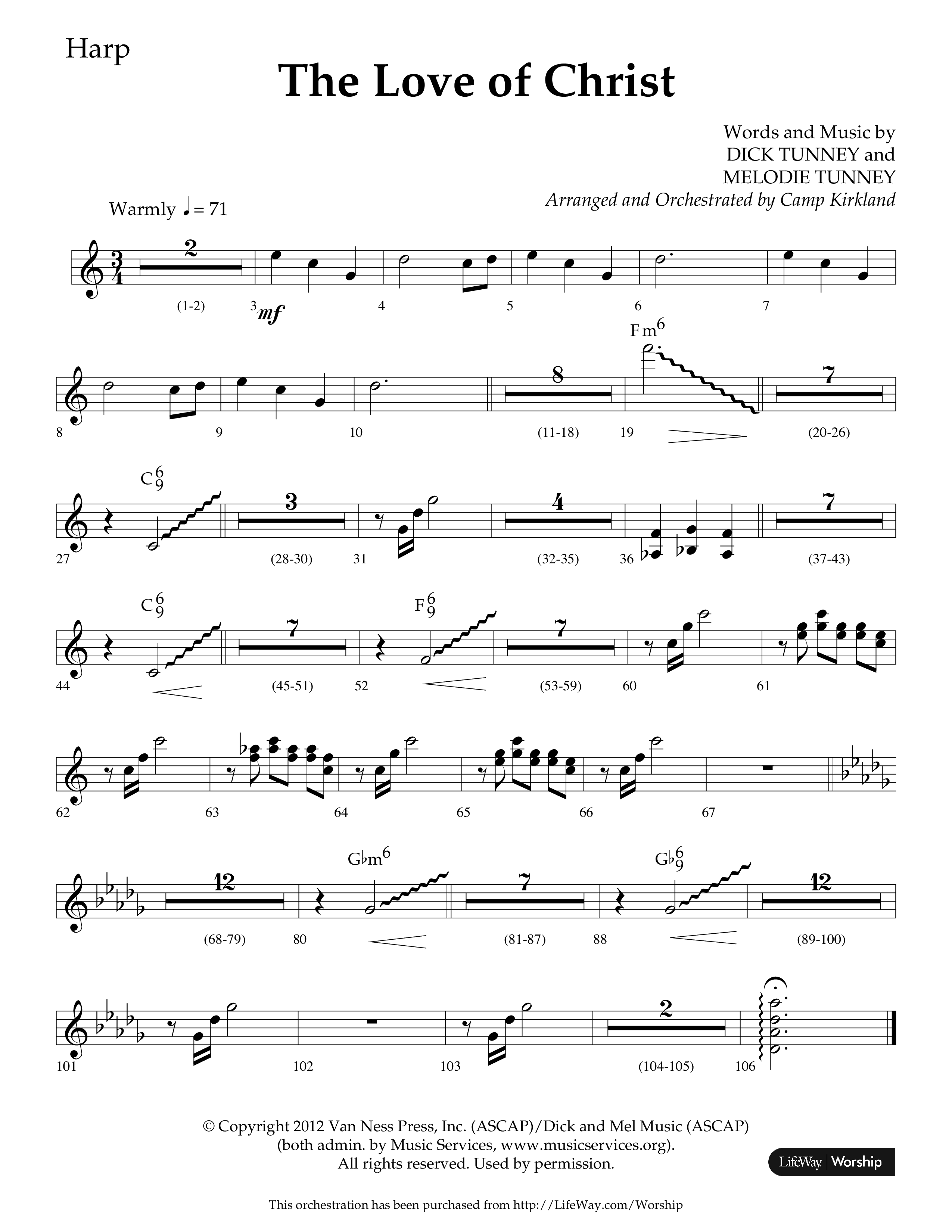 The Love Of Christ (Choral Anthem SATB) Harp (Lifeway Choral / Arr. Camp Kirkland)