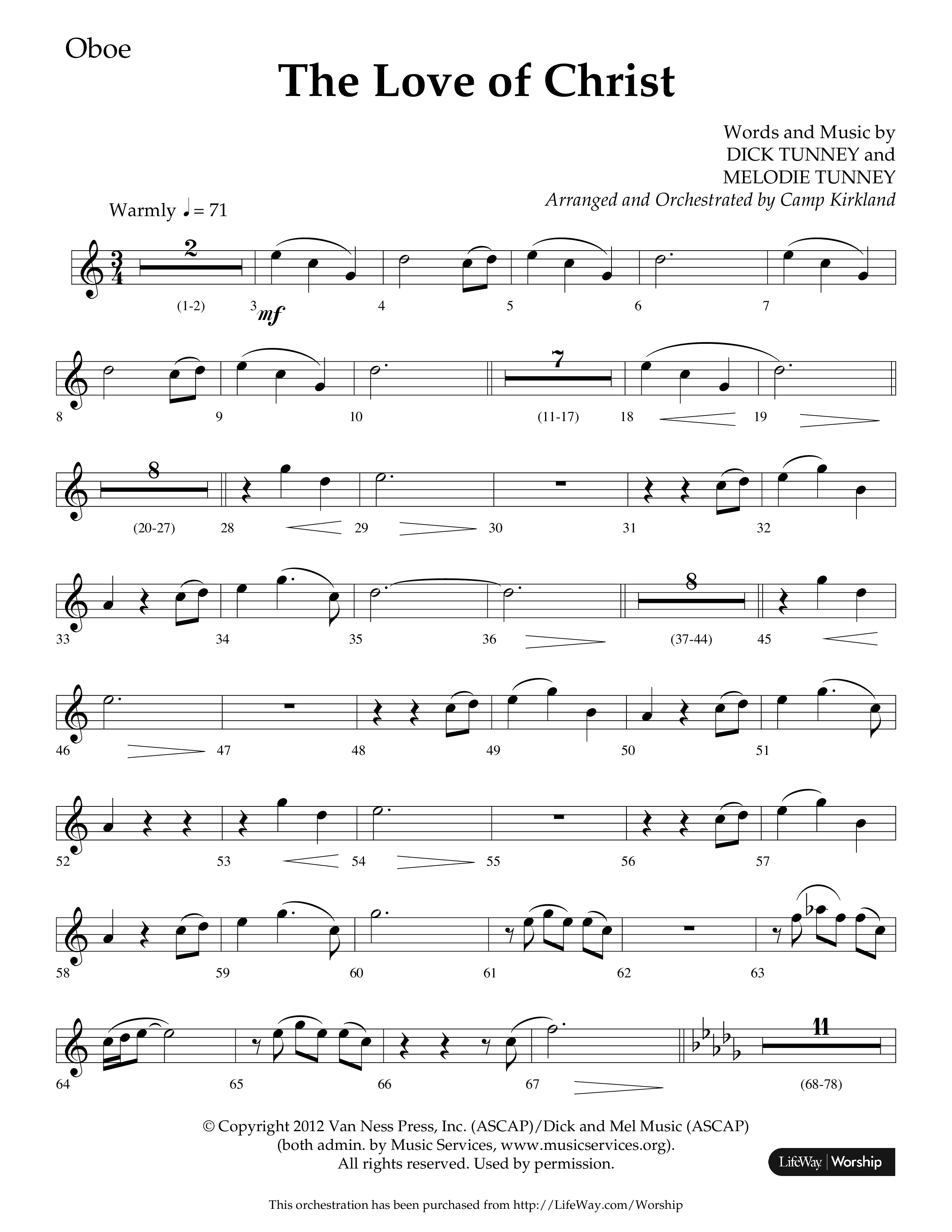 The Love Of Christ (Choral Anthem SATB) Oboe (Lifeway Choral / Arr. Camp Kirkland)
