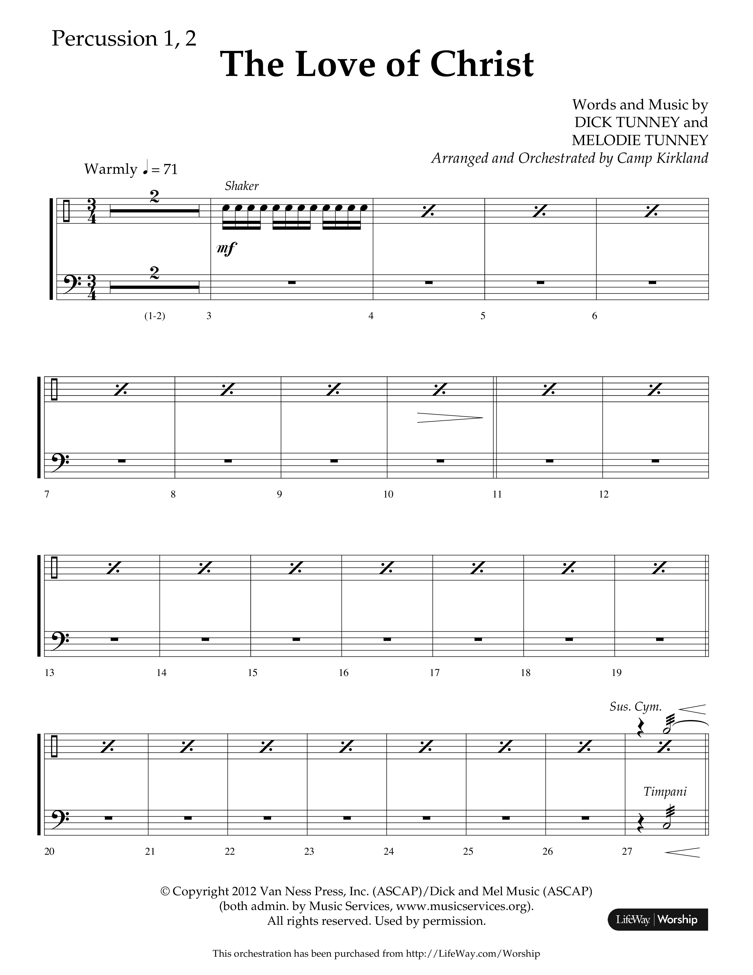The Love Of Christ (Choral Anthem SATB) Percussion 1/2 (Lifeway Choral / Arr. Camp Kirkland)