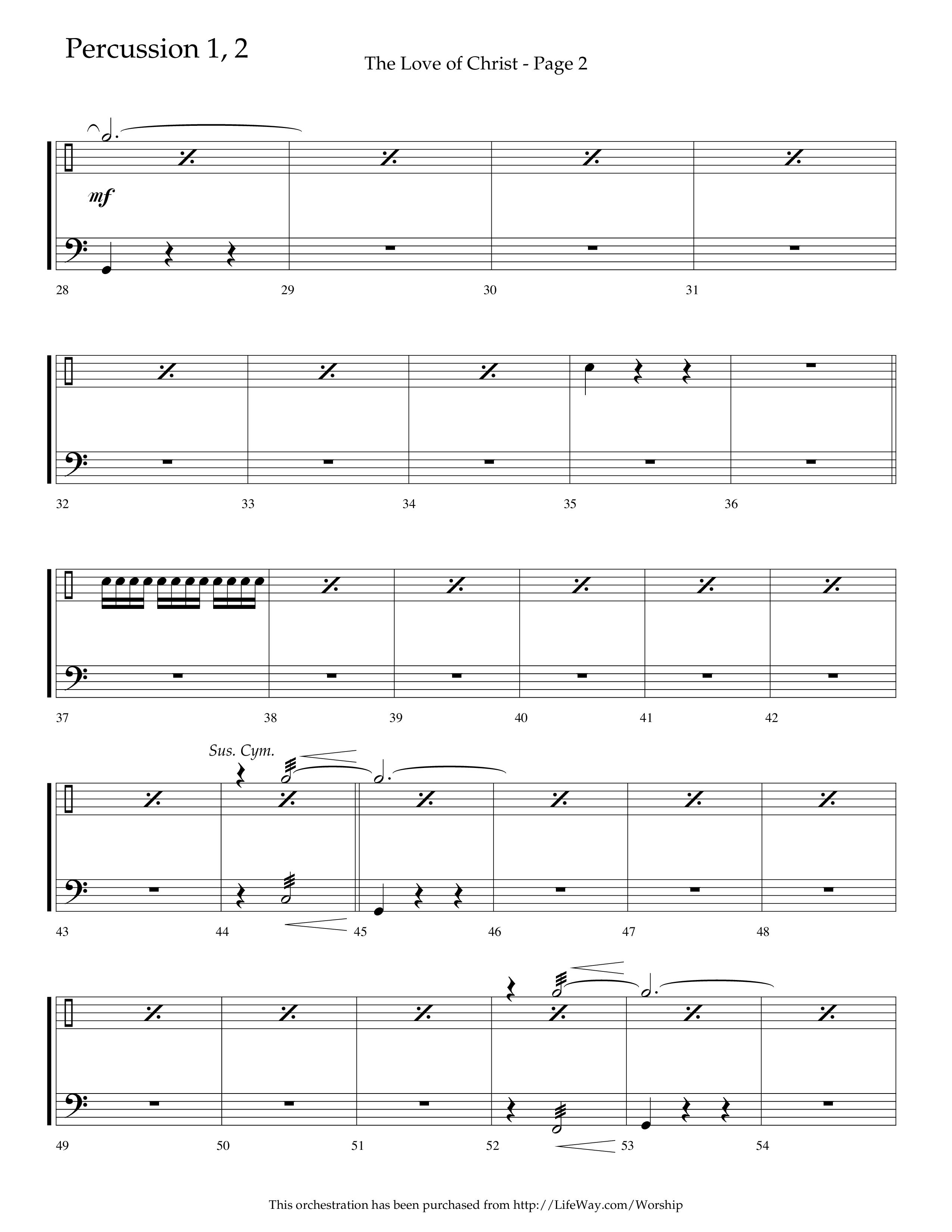 The Love Of Christ (Choral Anthem SATB) Percussion 1/2 (Lifeway Choral / Arr. Camp Kirkland)