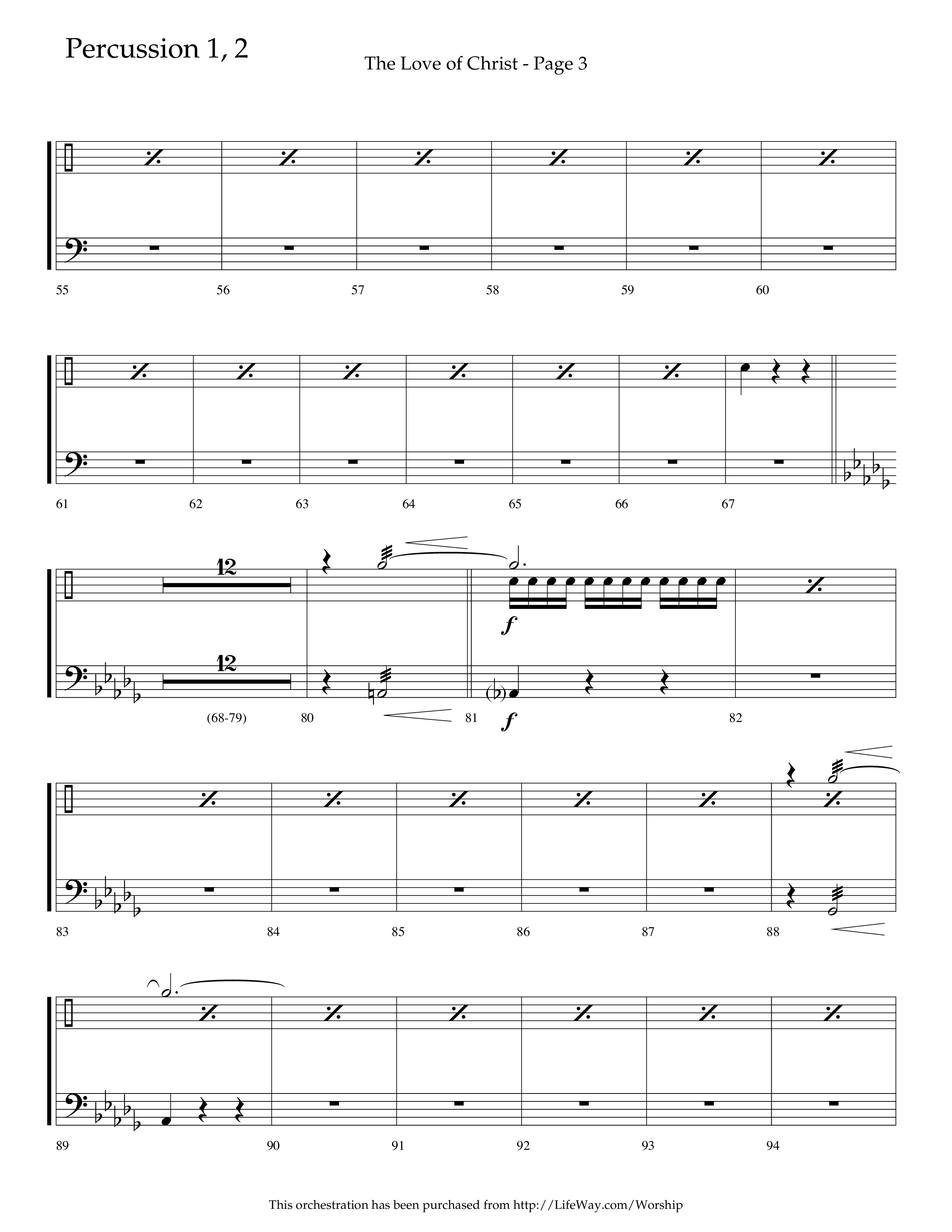 The Love Of Christ (Choral Anthem SATB) Percussion 1/2 (Lifeway Choral / Arr. Camp Kirkland)