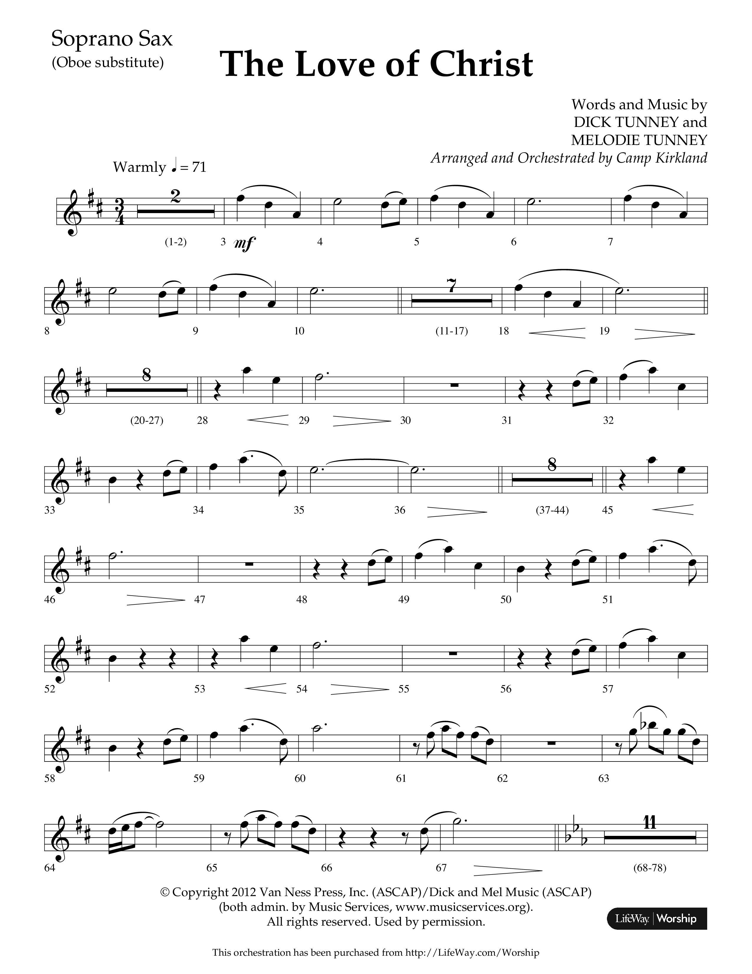 The Love Of Christ (Choral Anthem SATB) Soprano Sax (Lifeway Choral / Arr. Camp Kirkland)