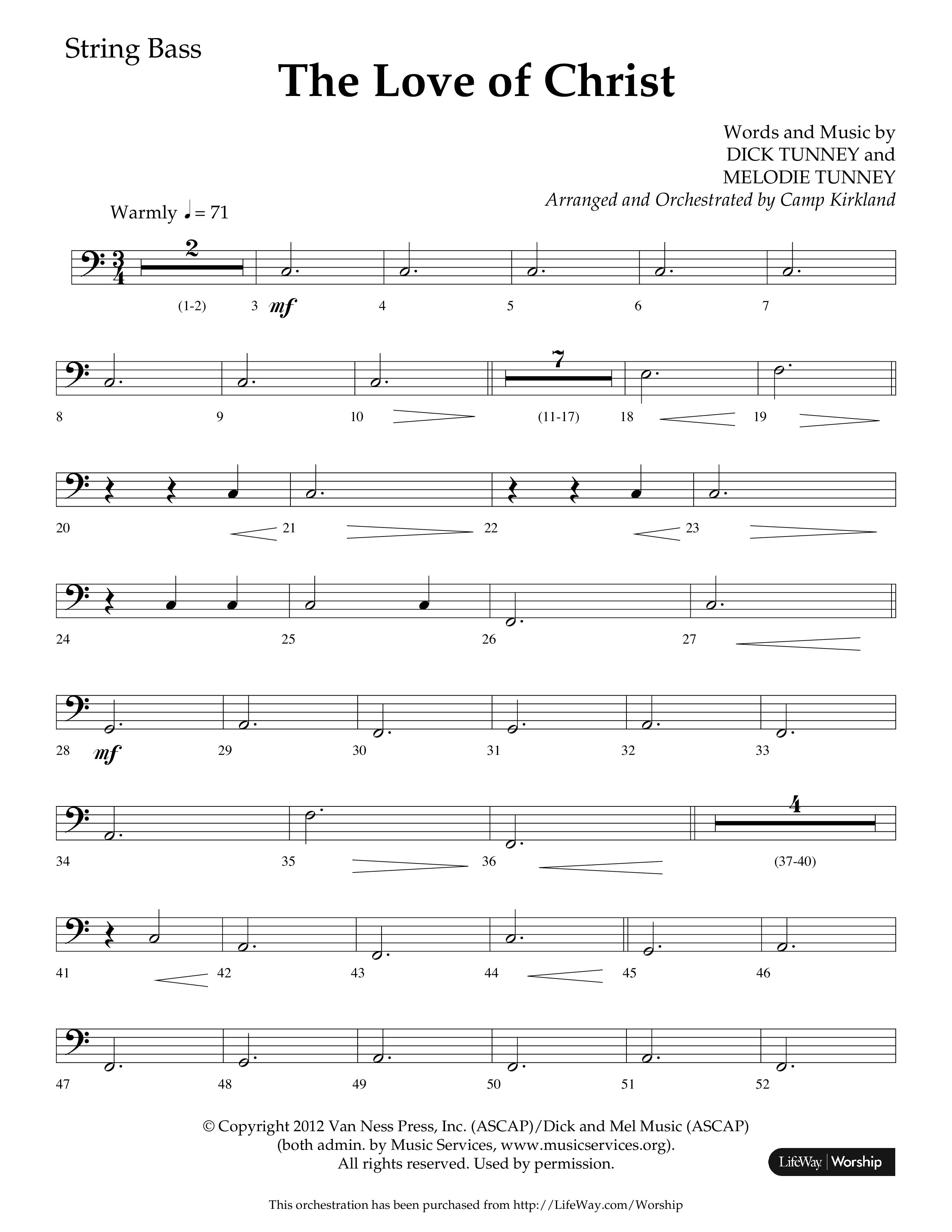 The Love Of Christ (Choral Anthem SATB) String Bass (Lifeway Choral / Arr. Camp Kirkland)