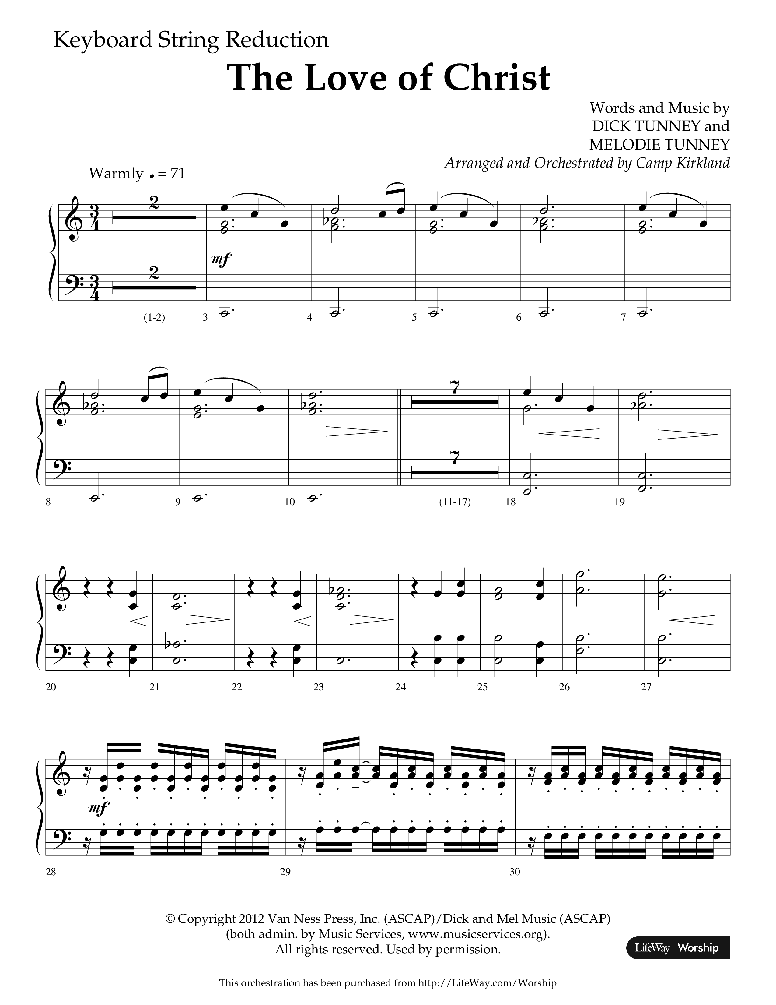 The Love Of Christ (Choral Anthem SATB) String Reduction (Lifeway Choral / Arr. Camp Kirkland)