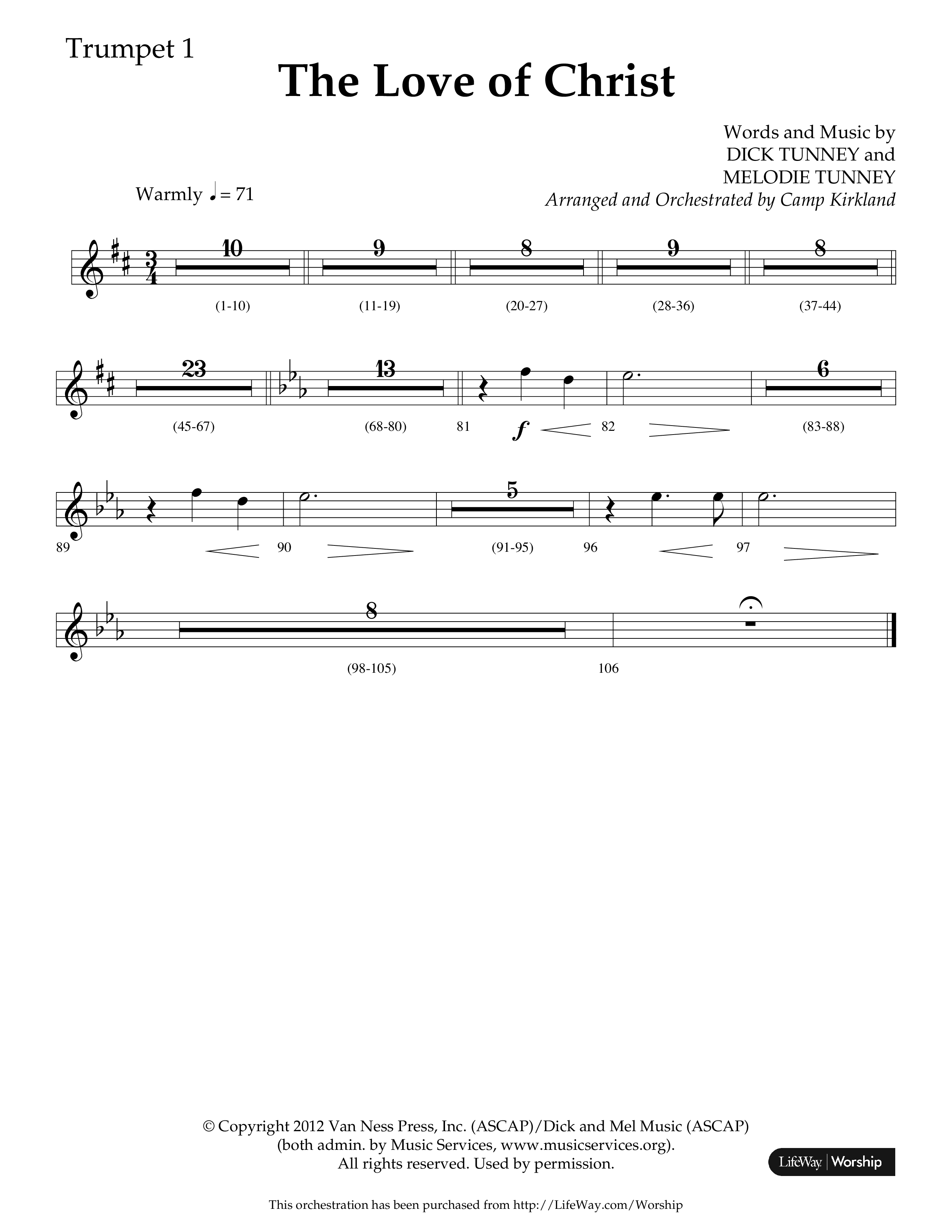 The Love Of Christ (Choral Anthem SATB) Trumpet 1 (Lifeway Choral / Arr. Camp Kirkland)