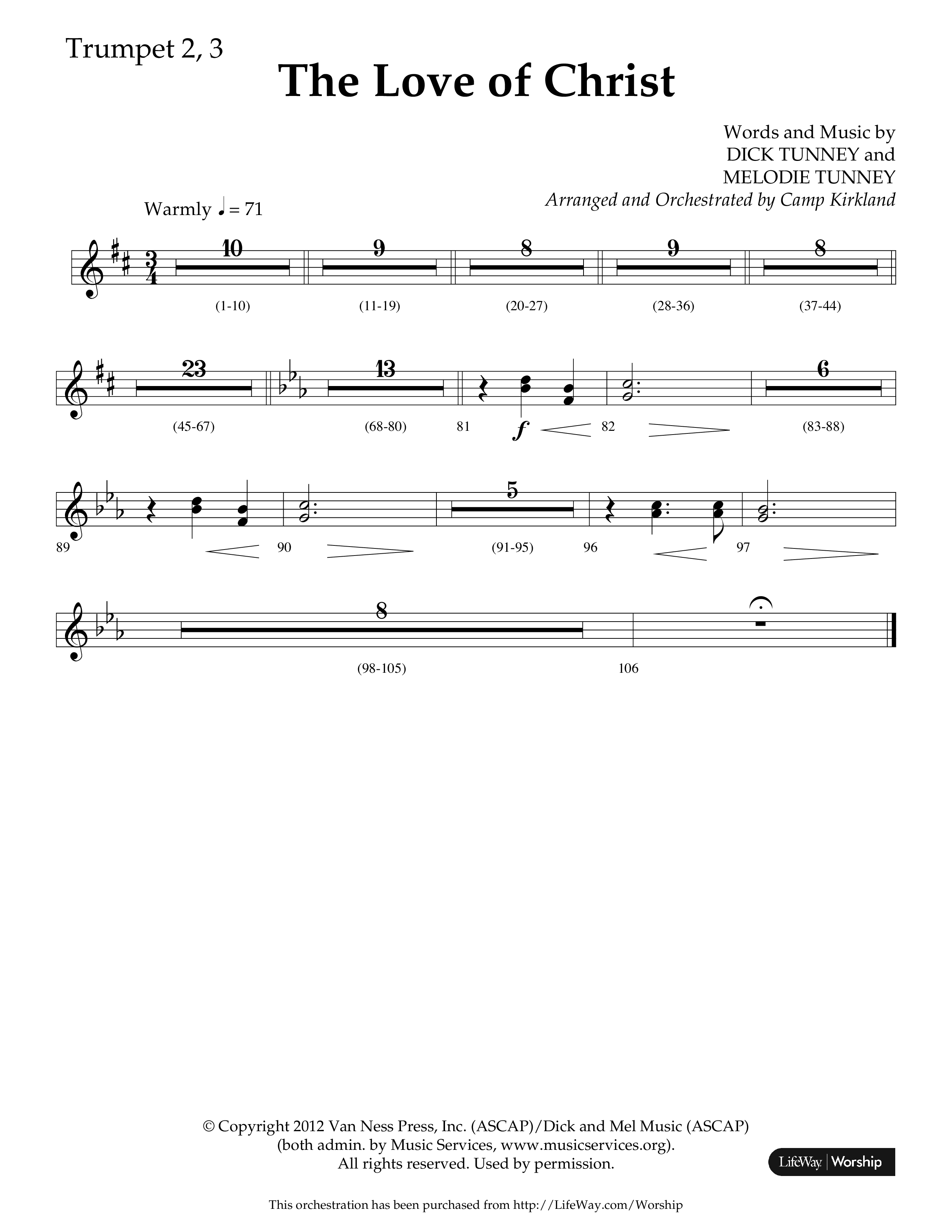 The Love Of Christ (Choral Anthem SATB) Trumpet 2/3 (Lifeway Choral / Arr. Camp Kirkland)
