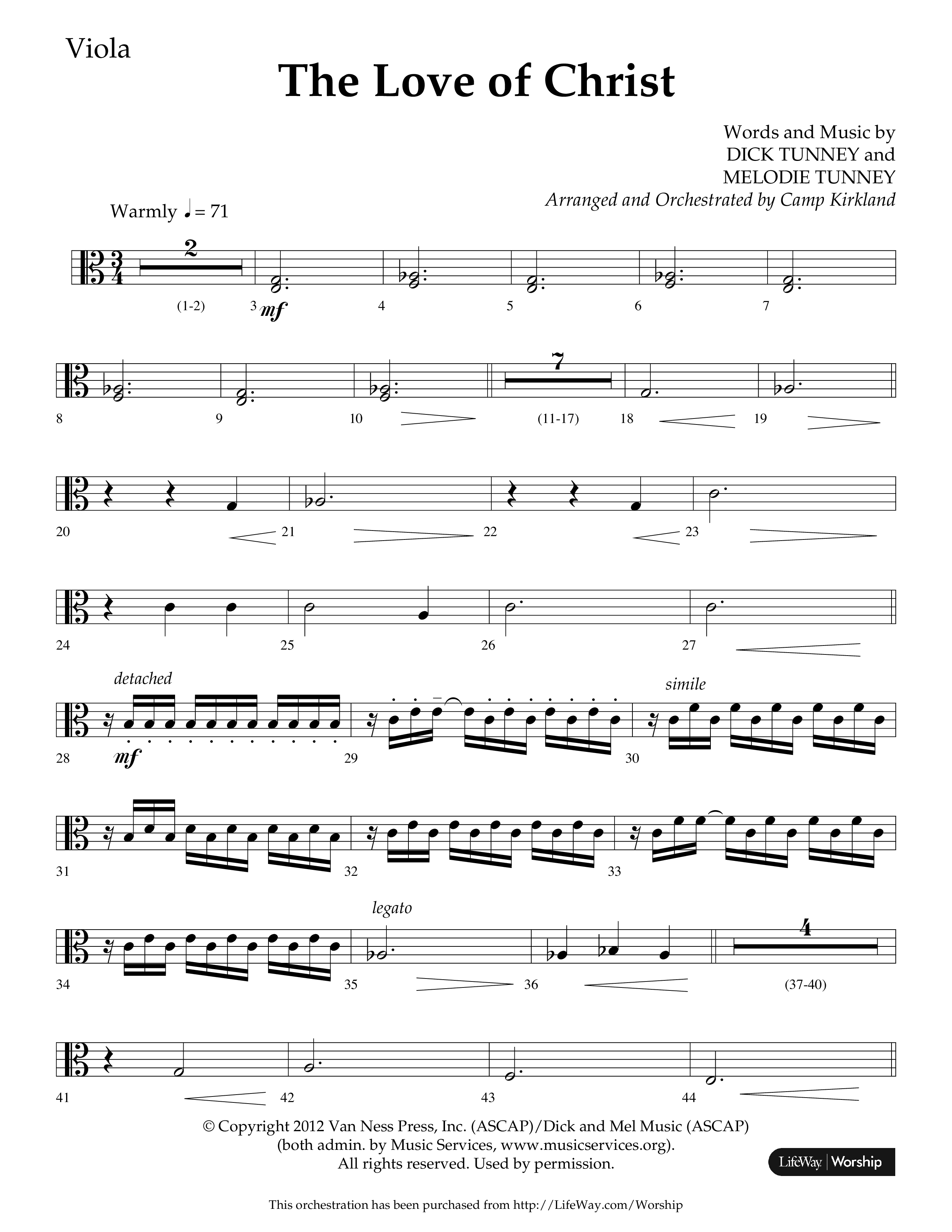 The Love Of Christ (Choral Anthem SATB) Viola (Lifeway Choral / Arr. Camp Kirkland)
