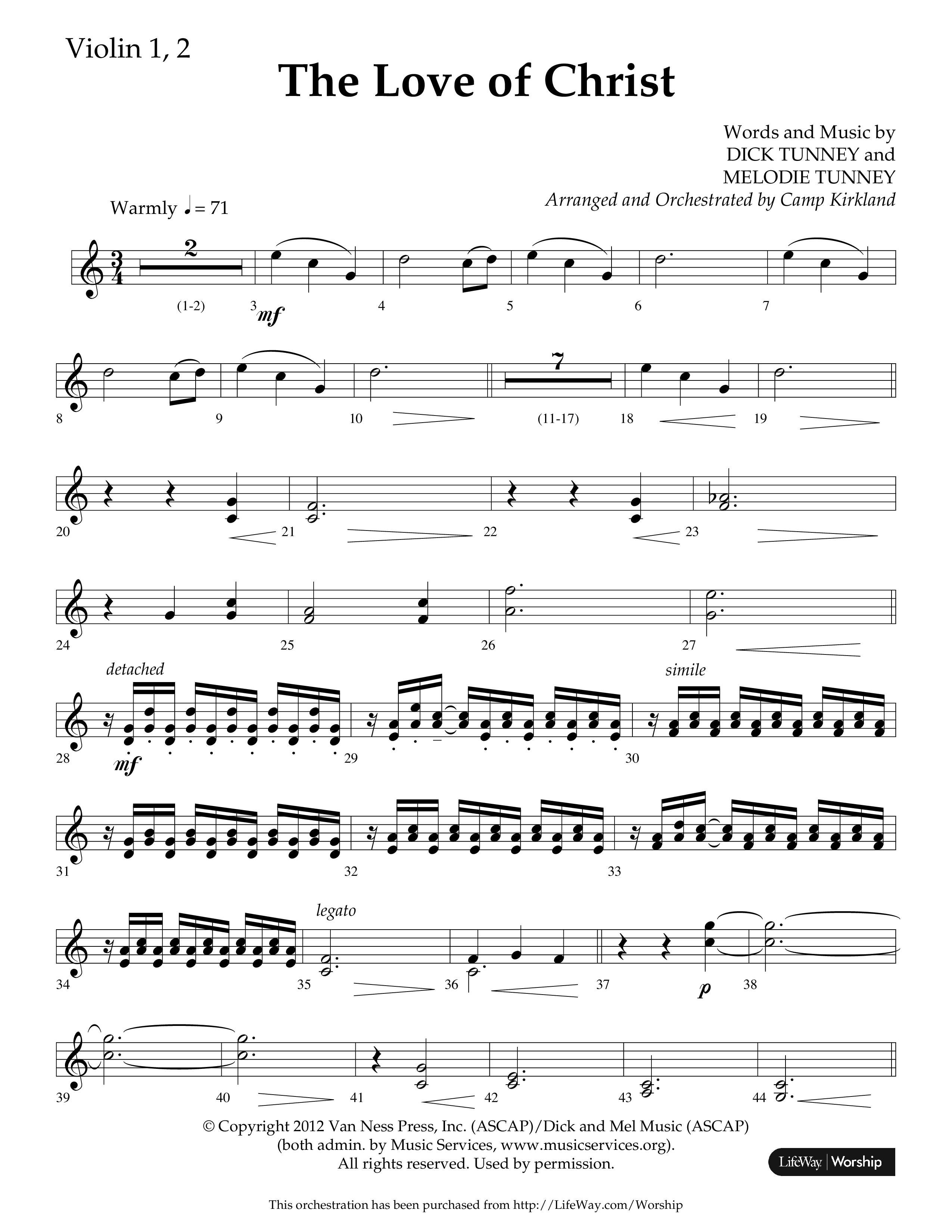 The Love Of Christ (Choral Anthem SATB) Violin 1/2 (Lifeway Choral / Arr. Camp Kirkland)
