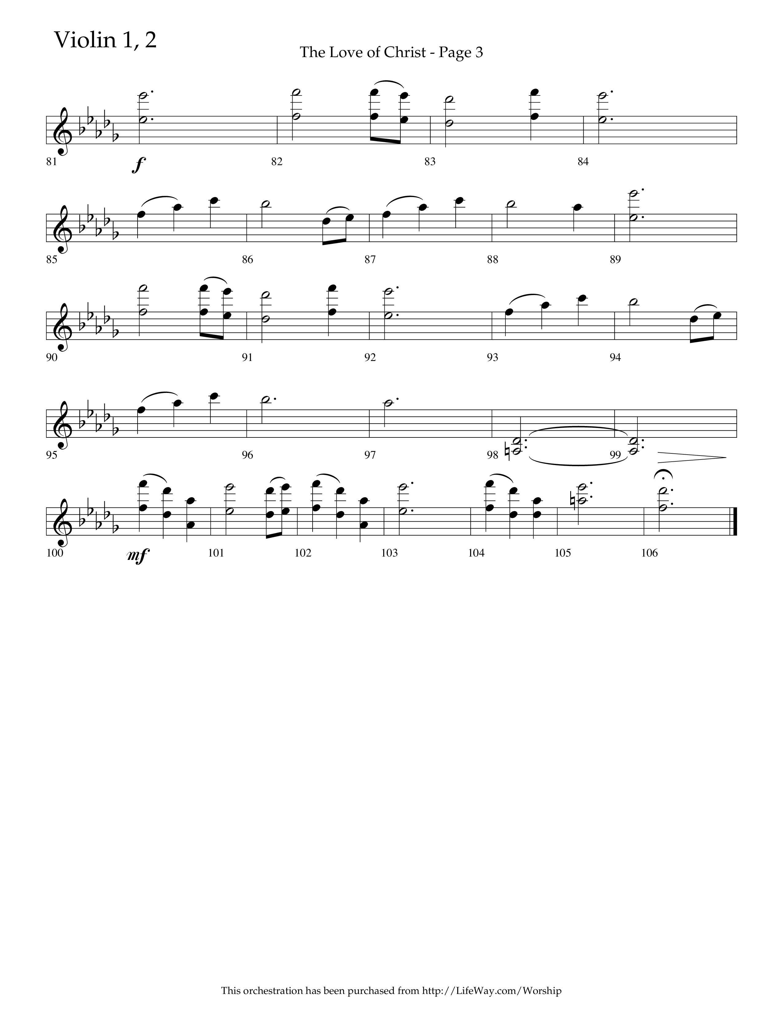 The Love Of Christ (Choral Anthem SATB) Violin 1/2 (Lifeway Choral / Arr. Camp Kirkland)