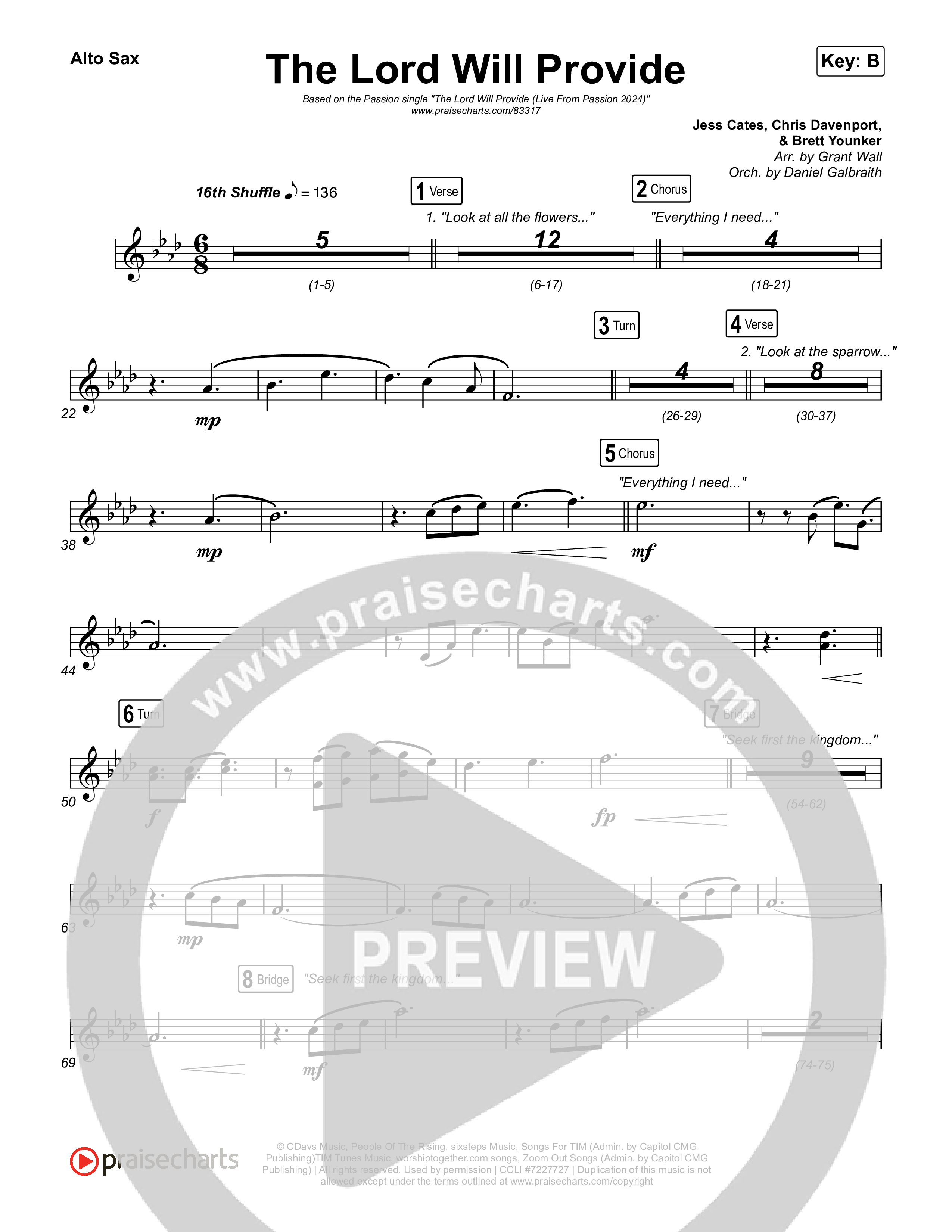 The Lord Will Provide (Live From Passion 2024) Sax Pack (Passion / Landon Wolfe)