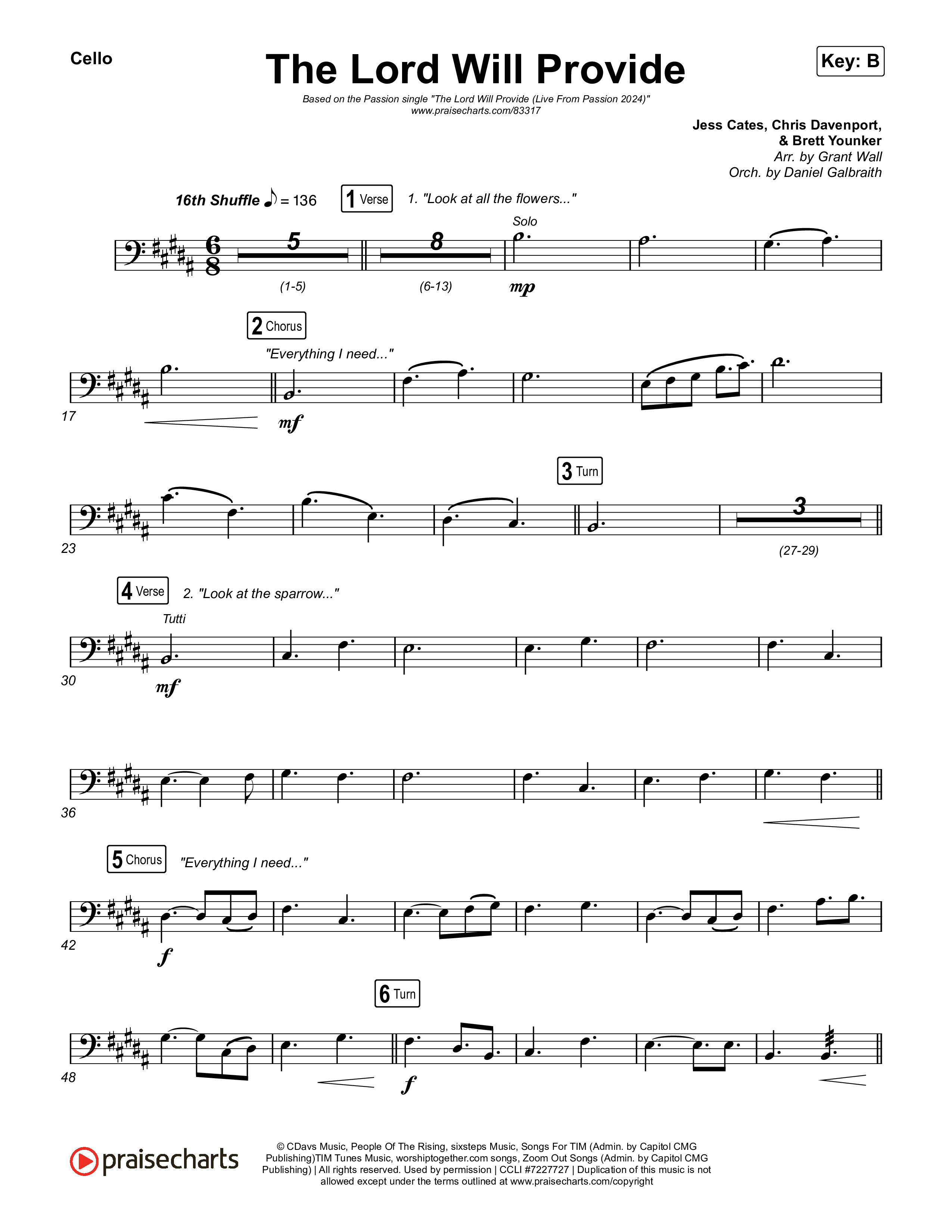 The Lord Will Provide (Live From Passion 2024) Cello (Passion / Landon Wolfe)