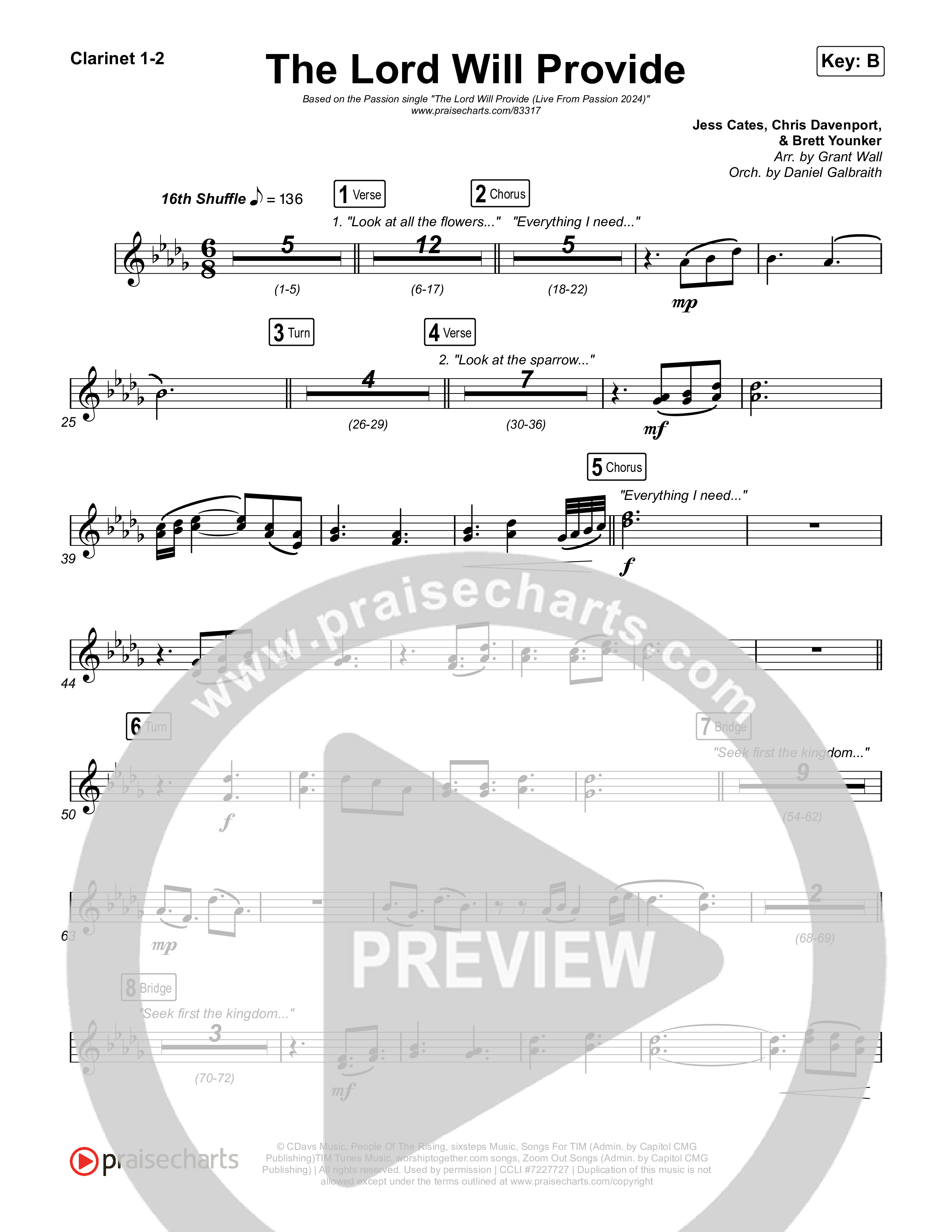 The Lord Will Provide (Live From Passion 2024) Clarinet 1/2 (Passion / Landon Wolfe)